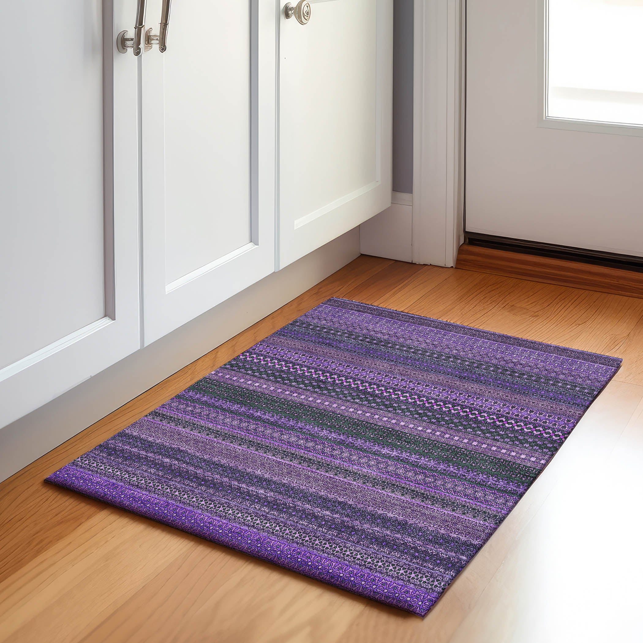 Porto Machine Washable Transitional Purple Rug 1'8" x 2'6" #shape_Rectangle