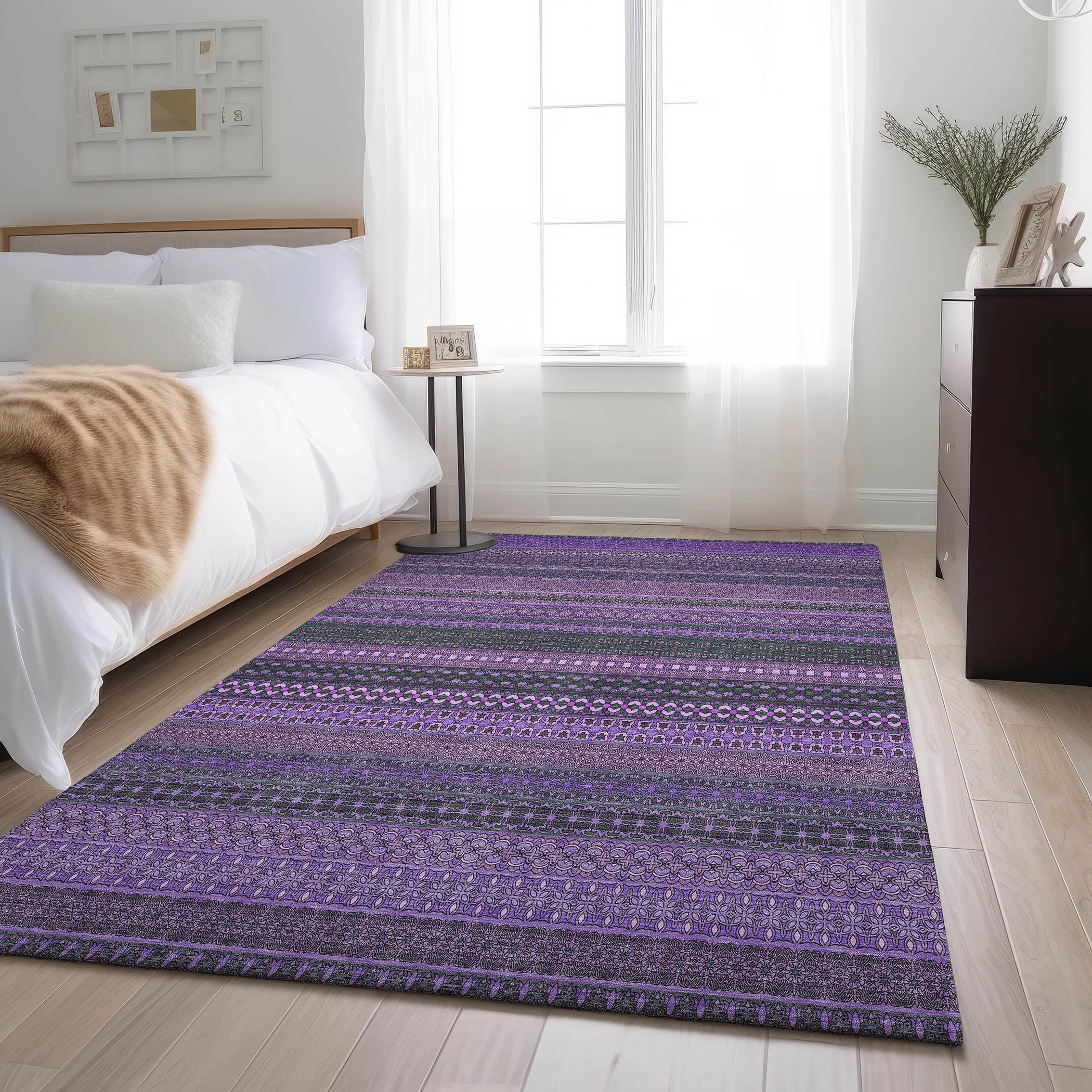 Porto Machine Washable Transitional Purple Rug 2'6" x 3'10" #shape_Rectangle