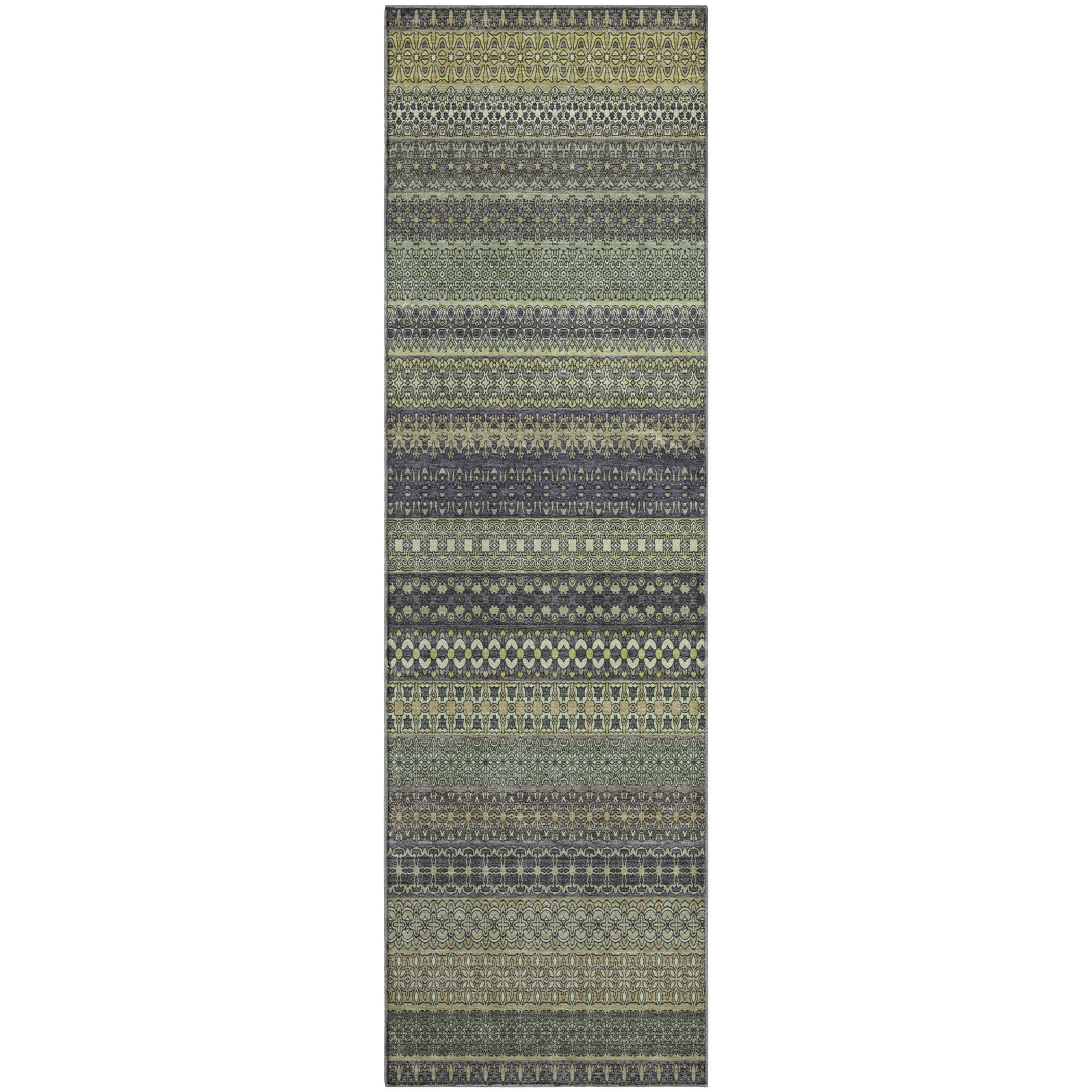 Porto Machine Washable Transitional Sage Green Rug 2'3" x 7'6" #shape_Runner