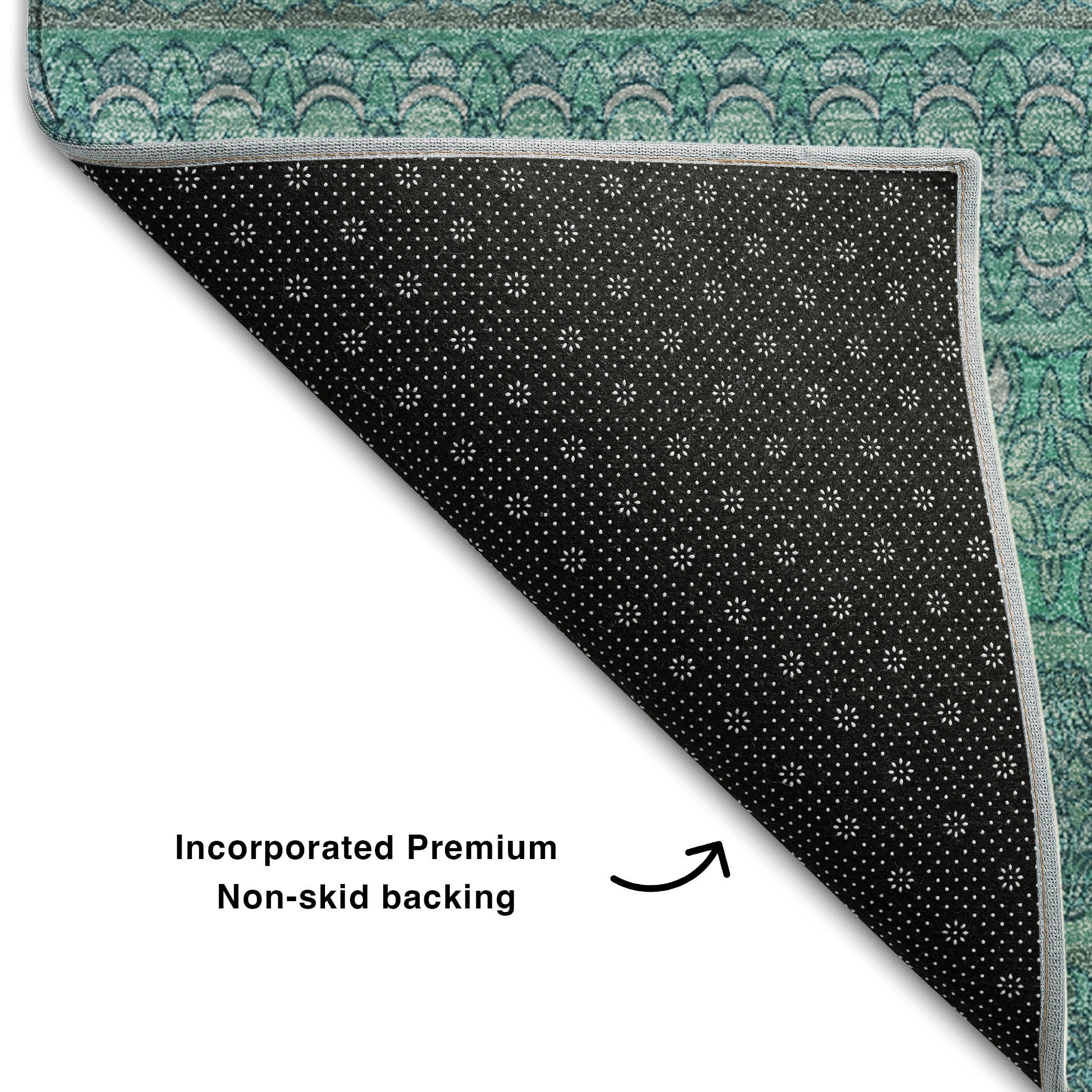 Porto Machine Washable Transitional Turquoise Teal Rug 1'8" x 2'6" #shape_Rectangle