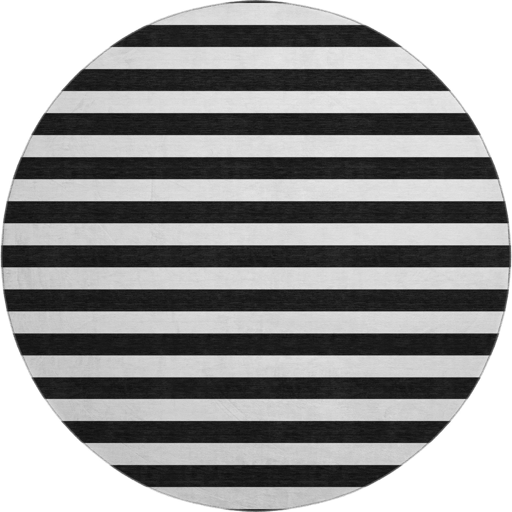 Budapest Machine Washable Transitional Black Rug 8' x 8' #shape_Round