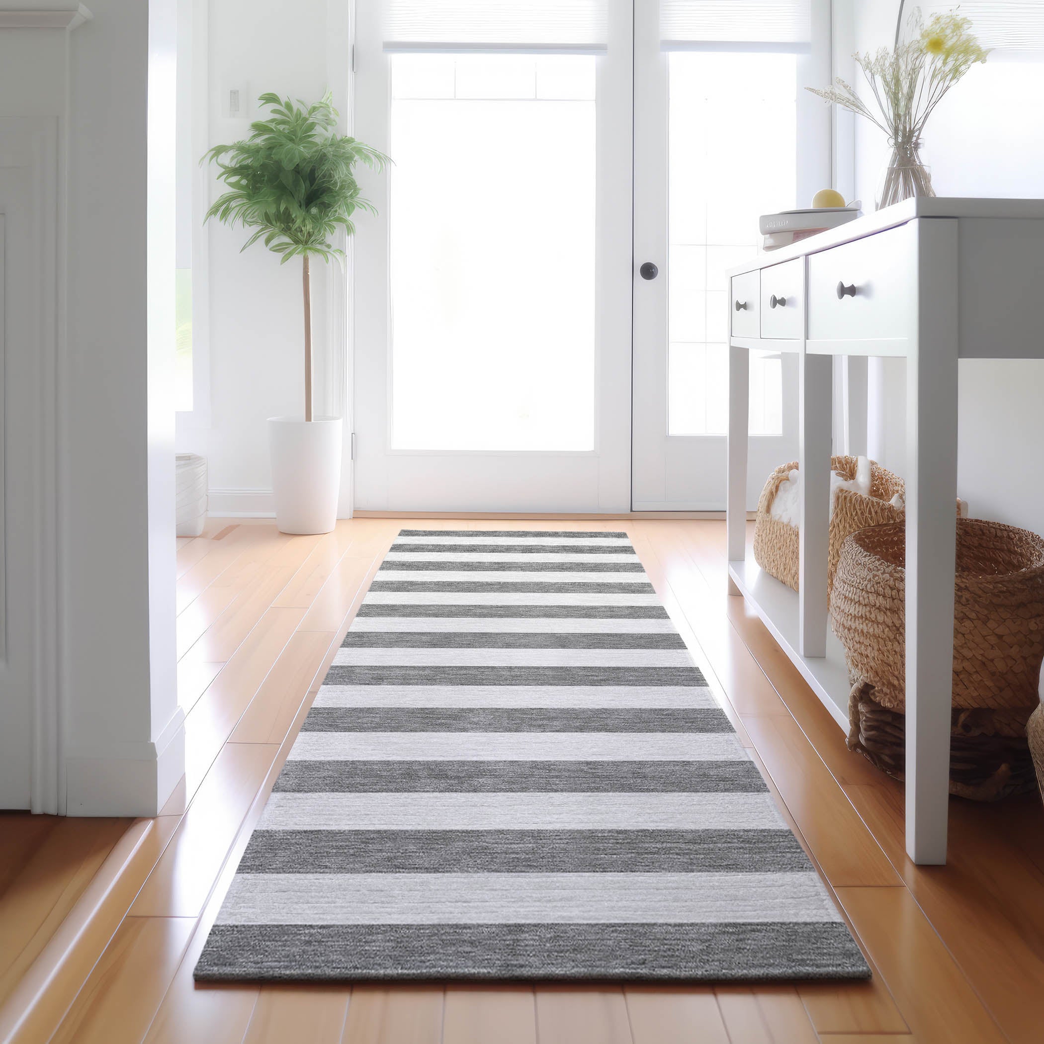 Budapest Machine Washable Transitional Gray Rug 2'3" x 7'6" #shape_Runner