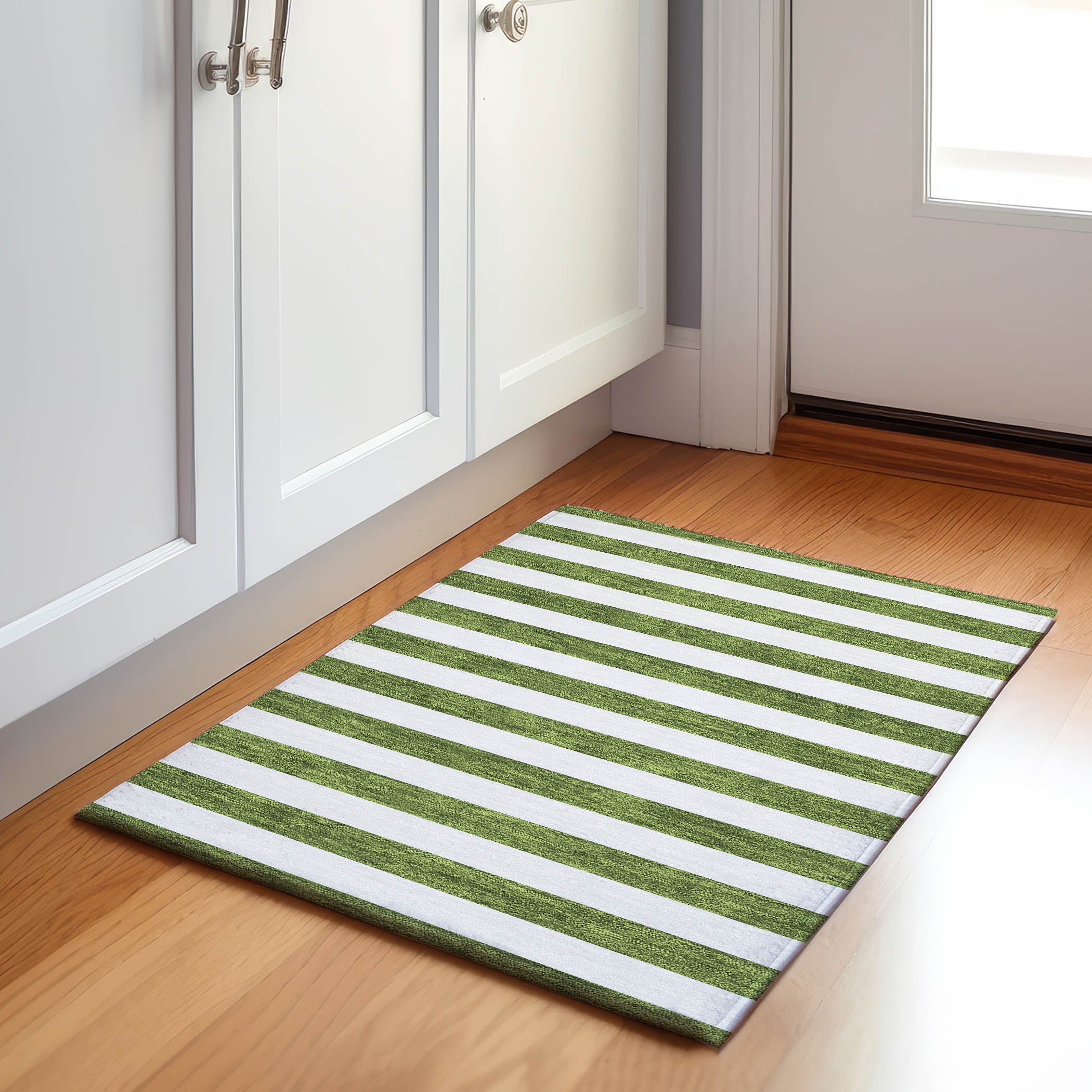 Budapest Machine Washable Transitional Olive Green Rug 1'8" x 2'6" #shape_Rectangle
