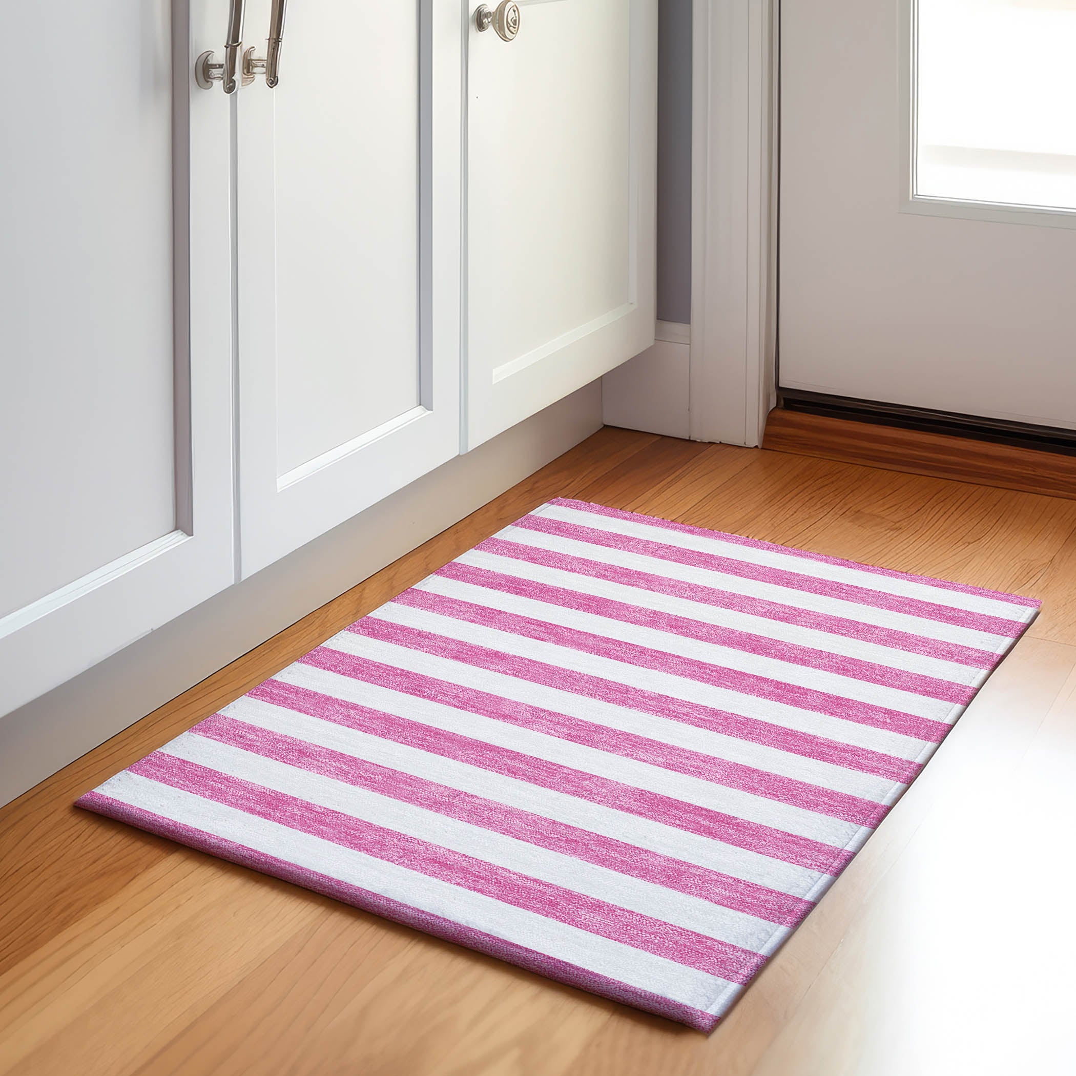 Budapest Machine Washable Transitional Pink Rug 1'8" x 2'6" #shape_Rectangle