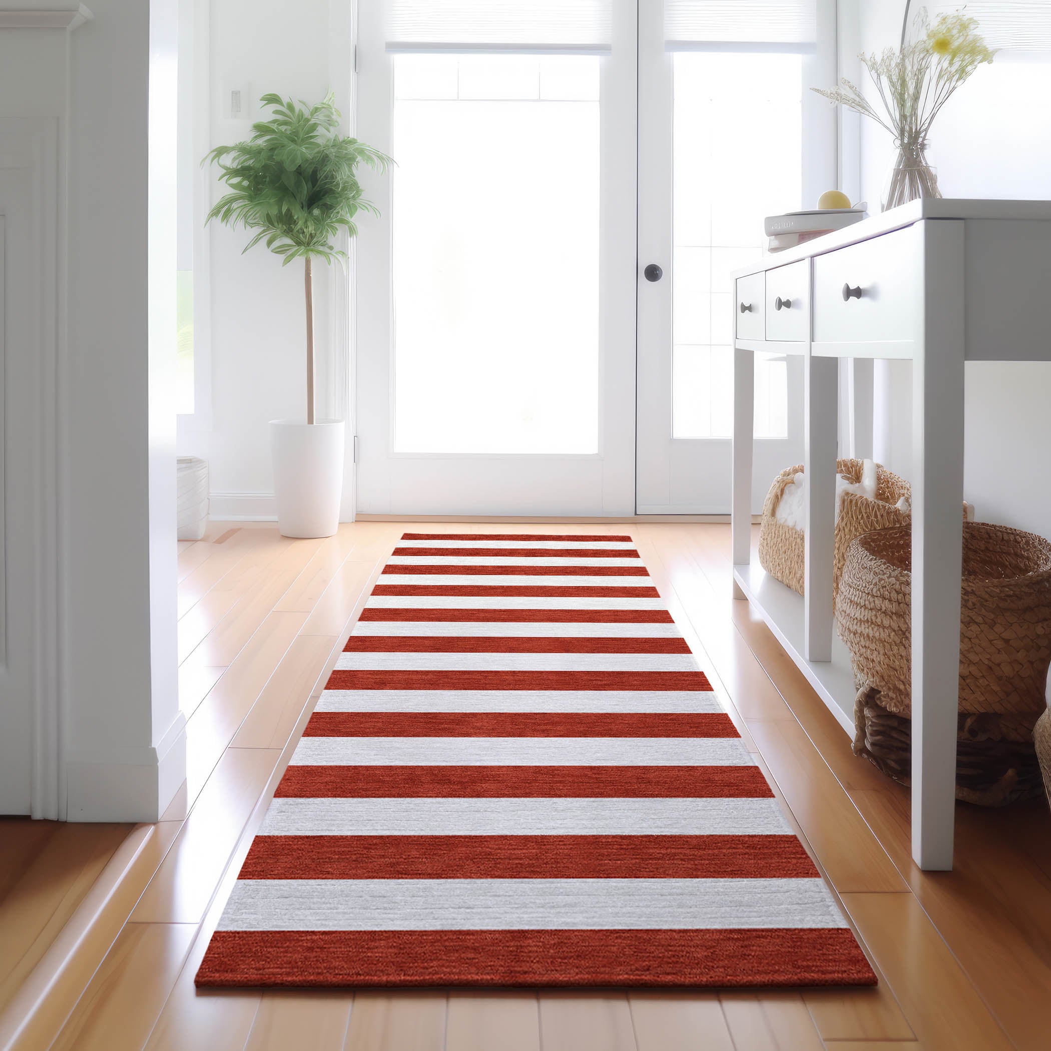 Budapest Machine Washable Transitional Red Rug 2'3" x 7'6" #shape_Runner
