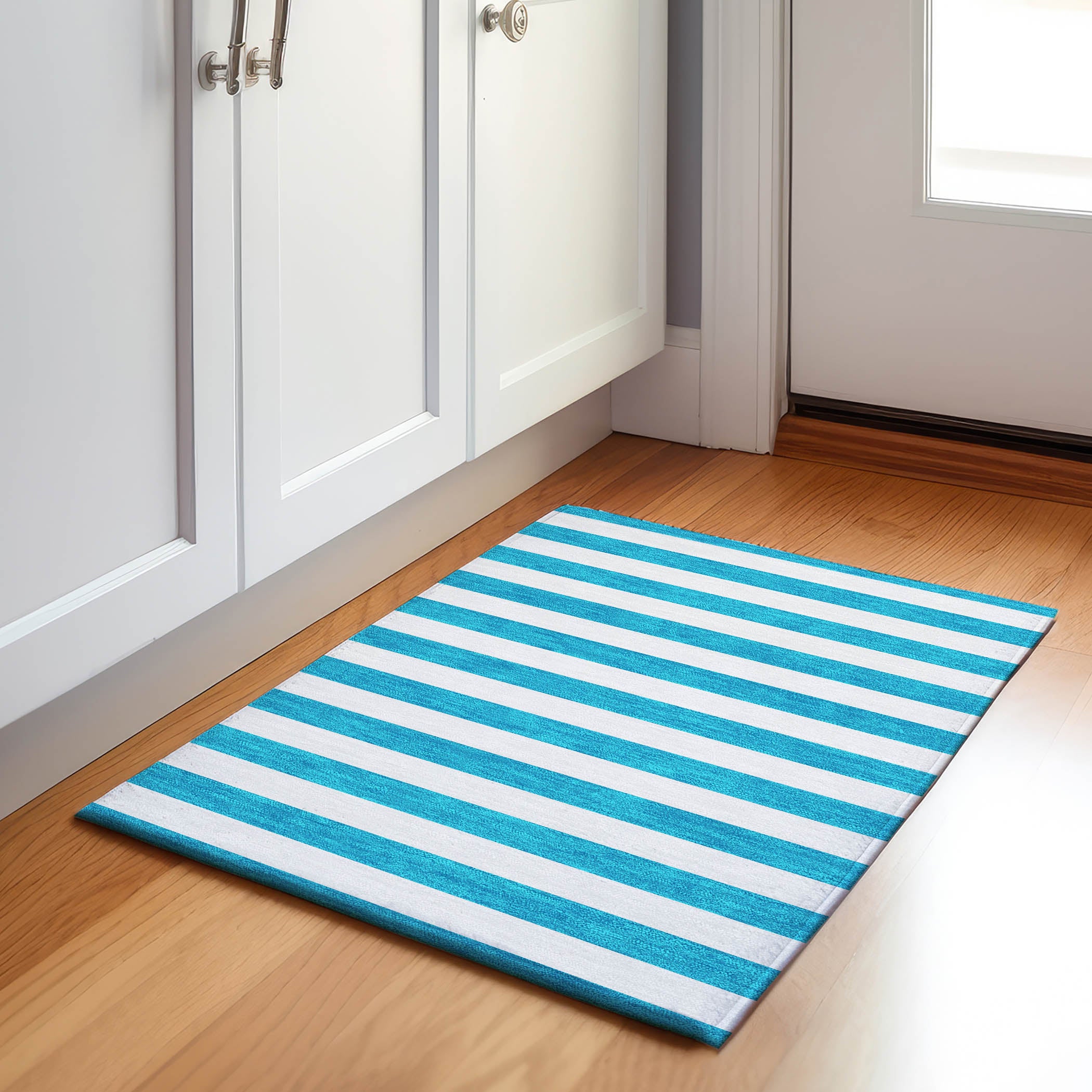 Budapest Machine Washable Transitional Teal Rug 1'8" x 2'6" #shape_Rectangle