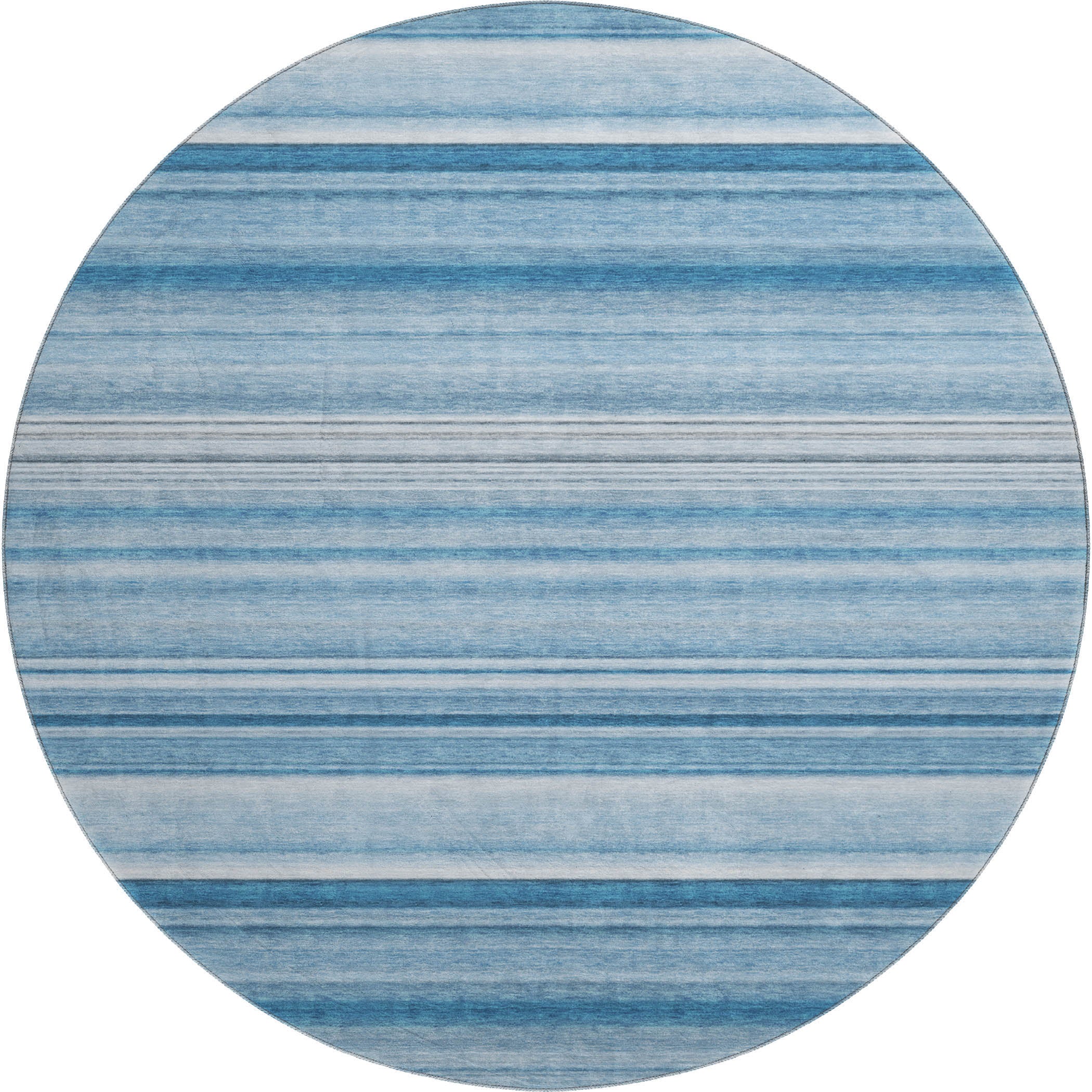 Antigua Machine Washable Transitional Blue Rug 8' x 8' #shape_Round