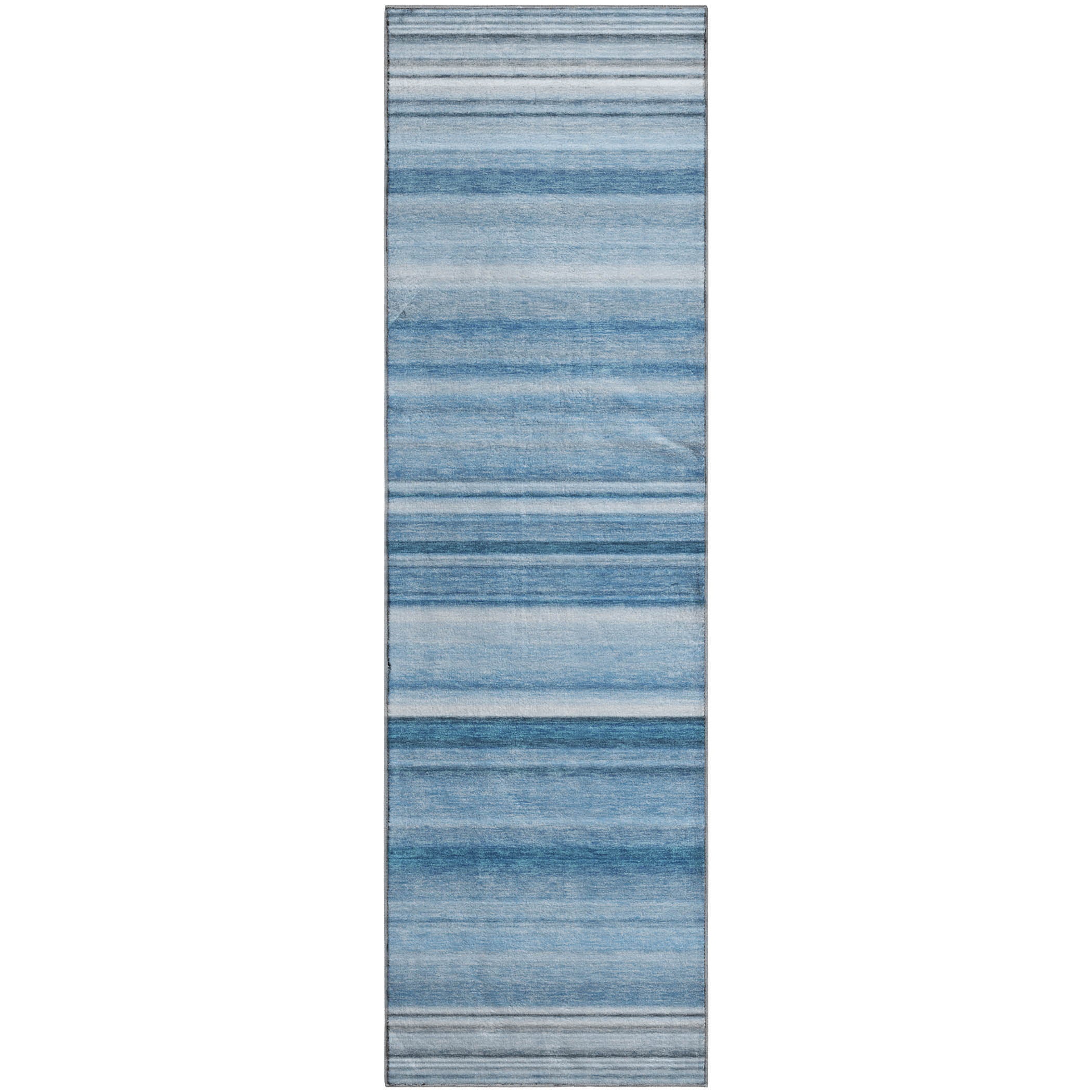 Antigua Machine Washable Transitional Blue Rug 2'3" x 7'6" #shape_Runner