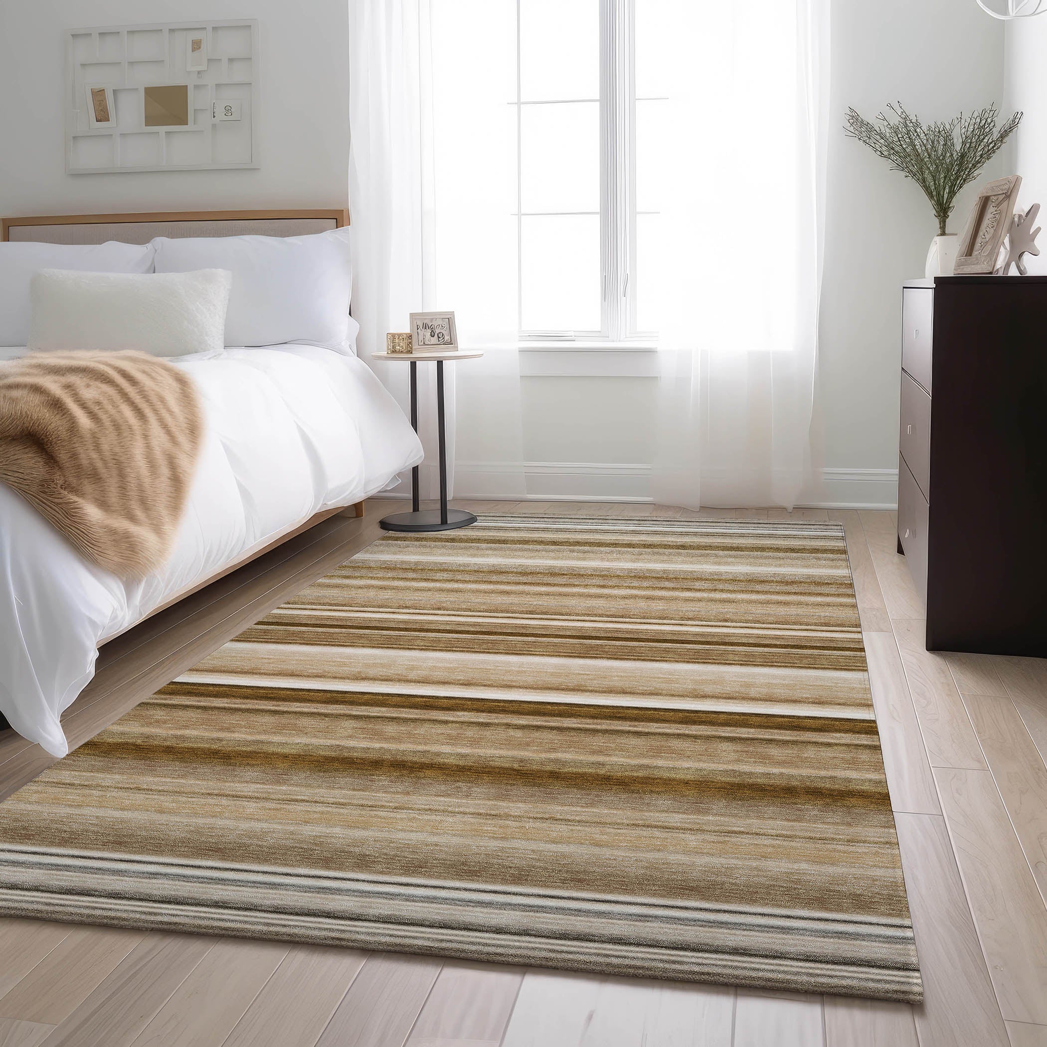 Antigua Machine Washable Transitional Chocolate Brown Rug 2'6" x 3'10" #shape_Rectangle