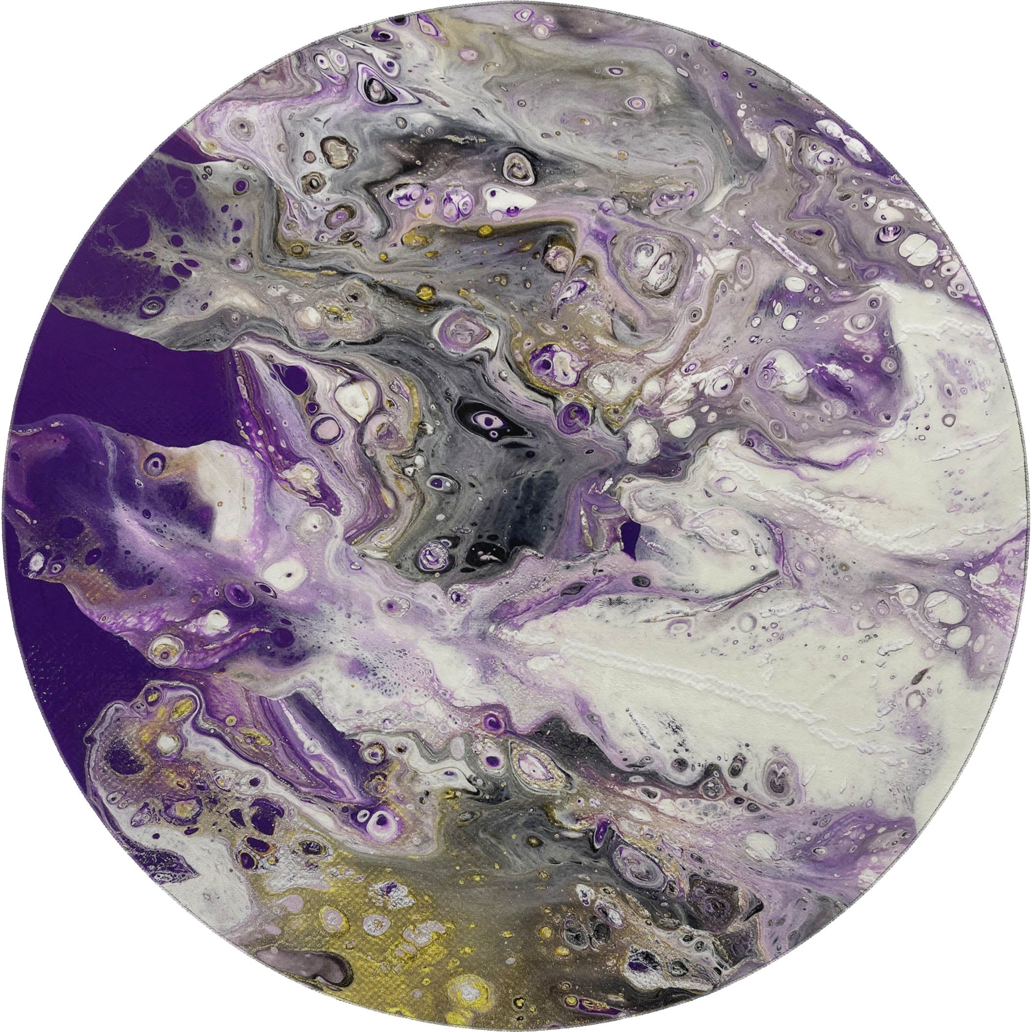 Nairobi Machine Washable Contemporary Amethyst Purple Rug 8' x 8' #shape_Round