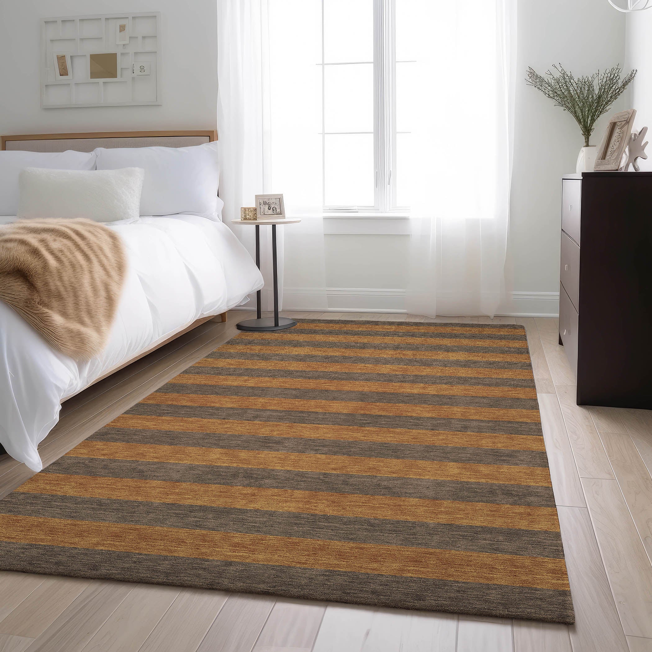 Dublin Machine Washable Transitional Fudge Brown Rug 2'6" x 3'10" #shape_Rectangle