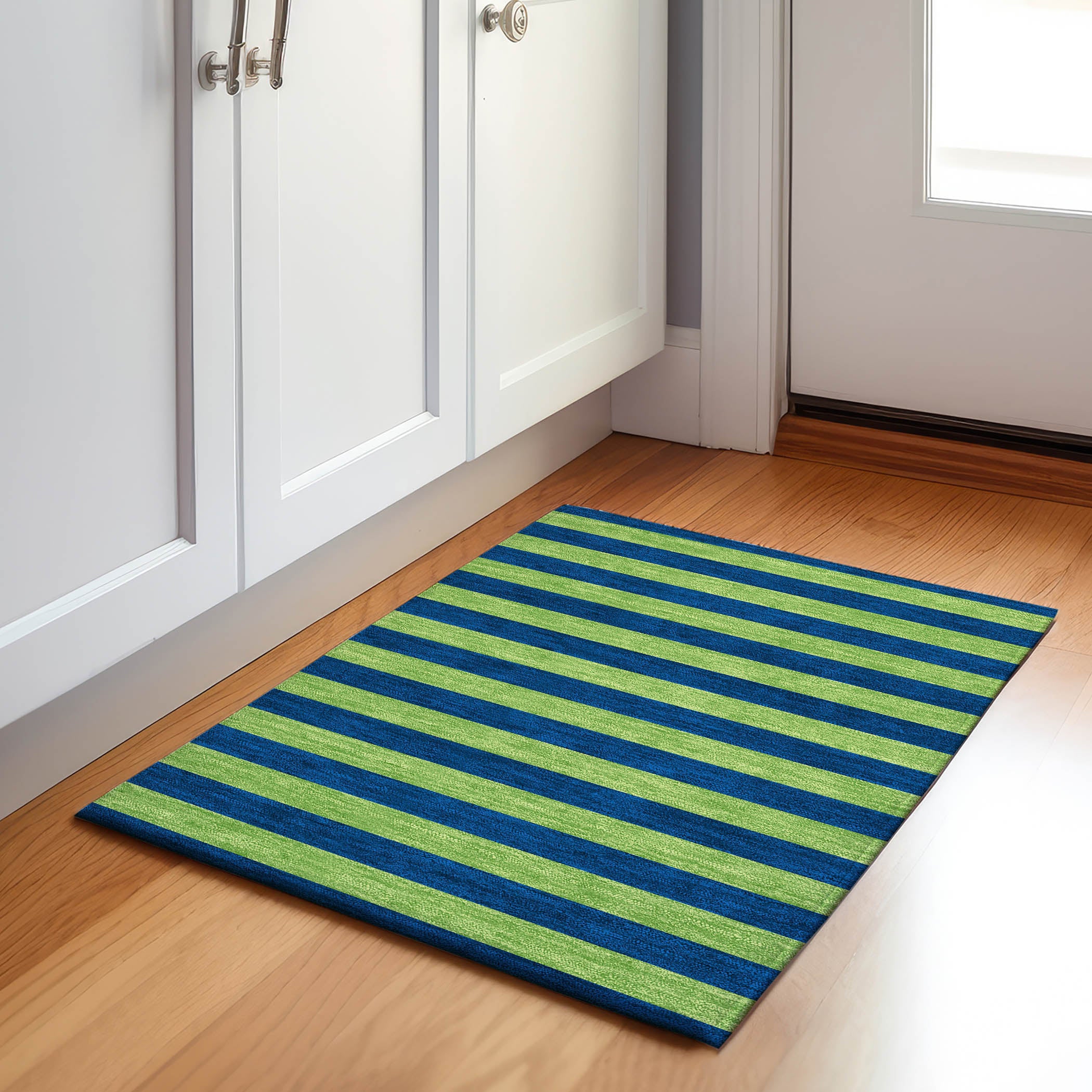 Dublin Machine Washable Transitional Navy Blue Rug 1'8" x 2'6" #shape_Rectangle