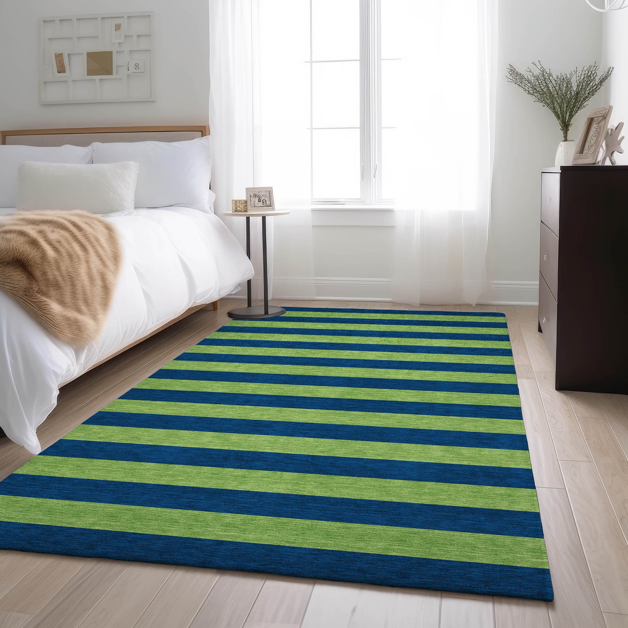 Dublin Machine Washable Transitional Navy Blue Rug 2'6" x 3'10" #shape_Rectangle
