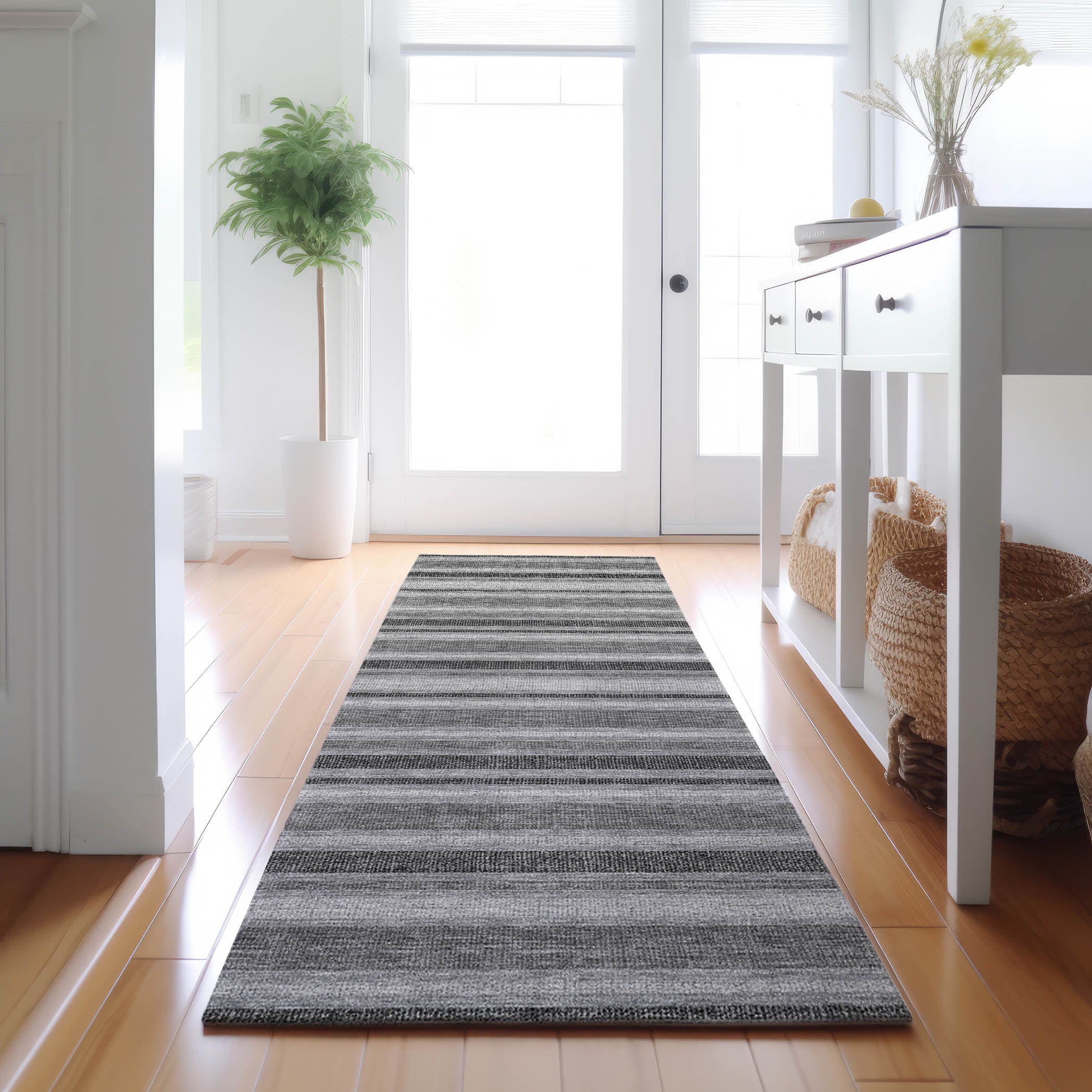 Bogota Machine Washable Transitional Silver Gray Rug 2'3" x 7'6" #shape_Runner