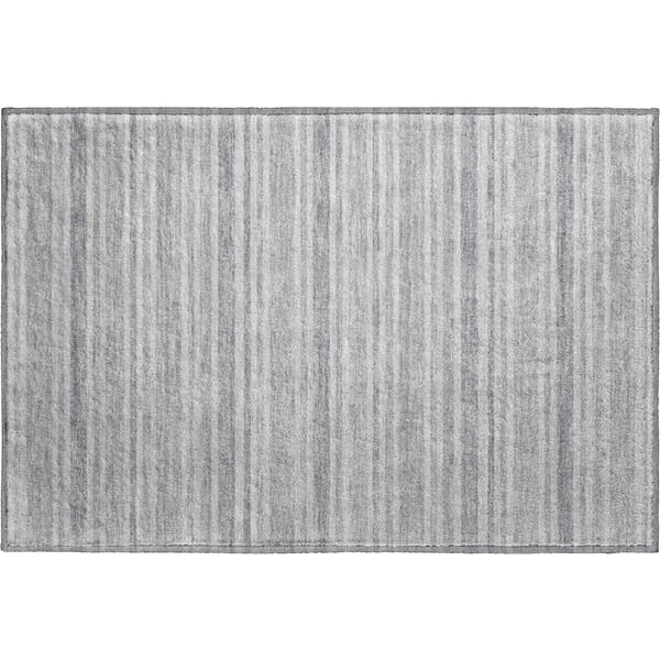 Bogota Machine Washable Transitional Silver Gray Rug 1'8" x 2'6"