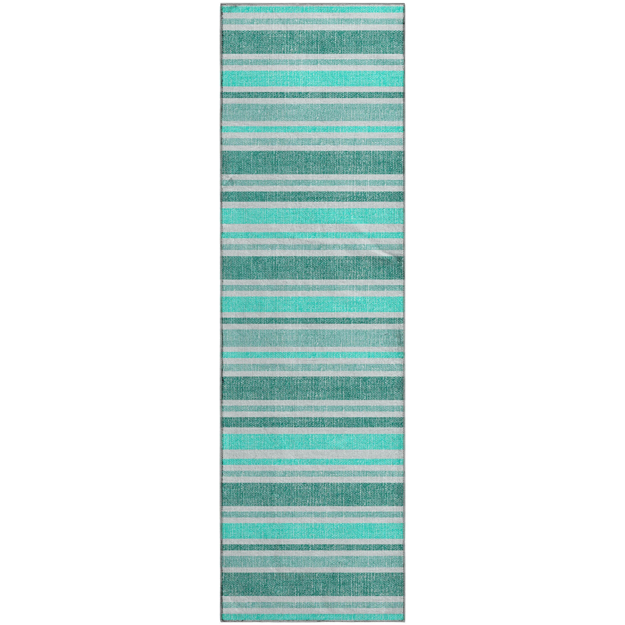 Bogota Machine Washable Transitional Turquoise Teal Rug 2'3" x 7'6" #shape_Runner