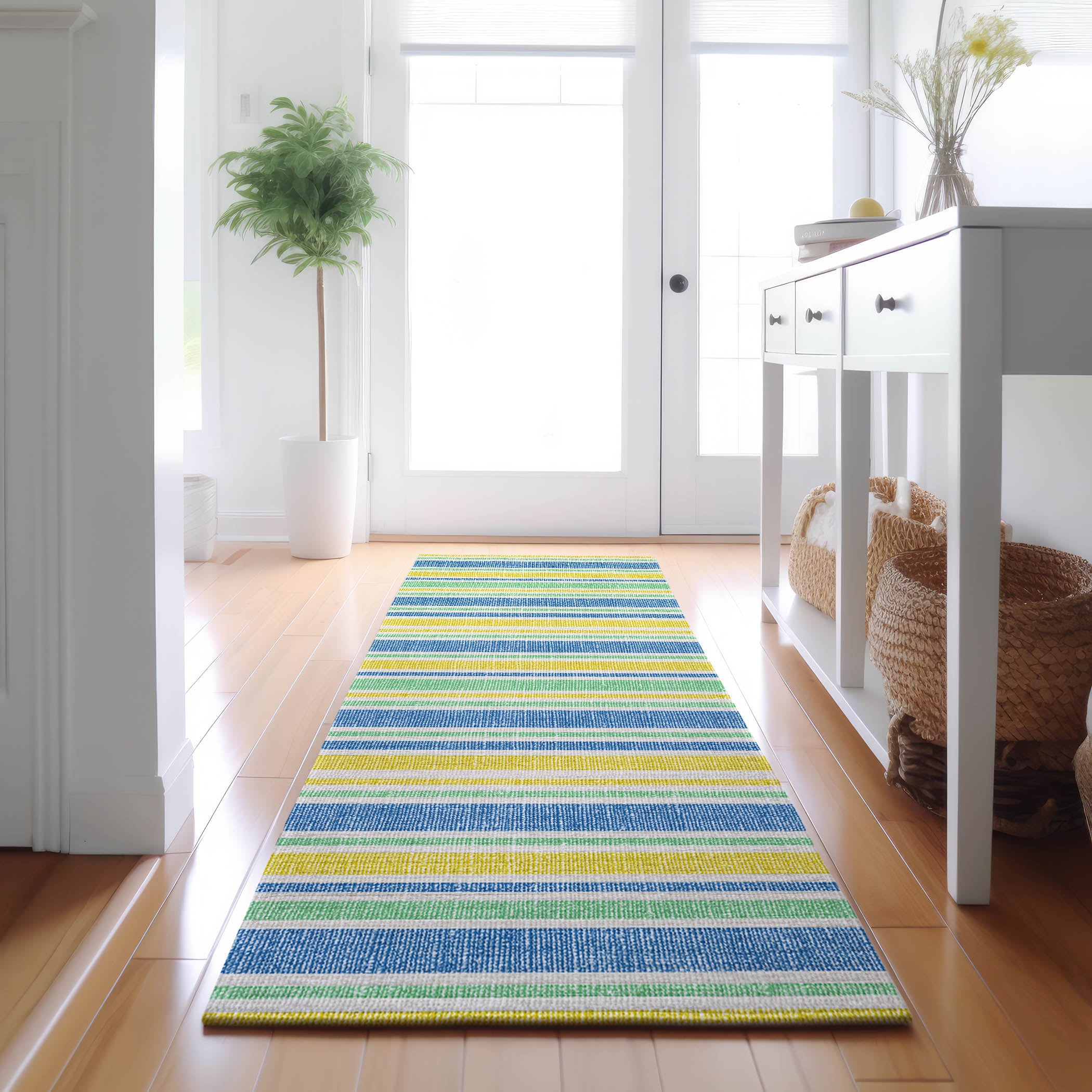 Bogota Machine Washable Transitional Yellow Gold Rug 2'3" x 7'6" #shape_Runner