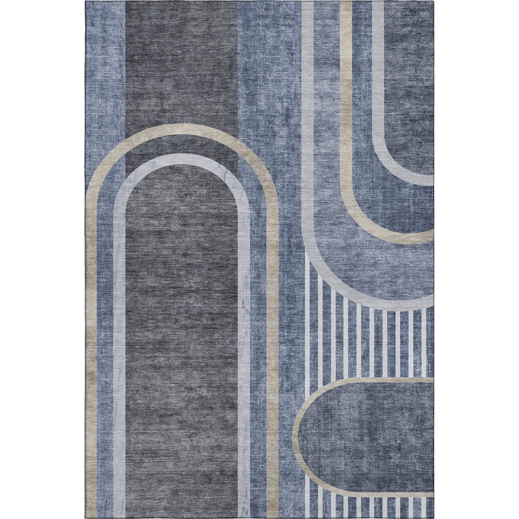Vienna Machine Washable Transitional Navy Blue Rug 2'6" x 3'10" #shape_Rectangle