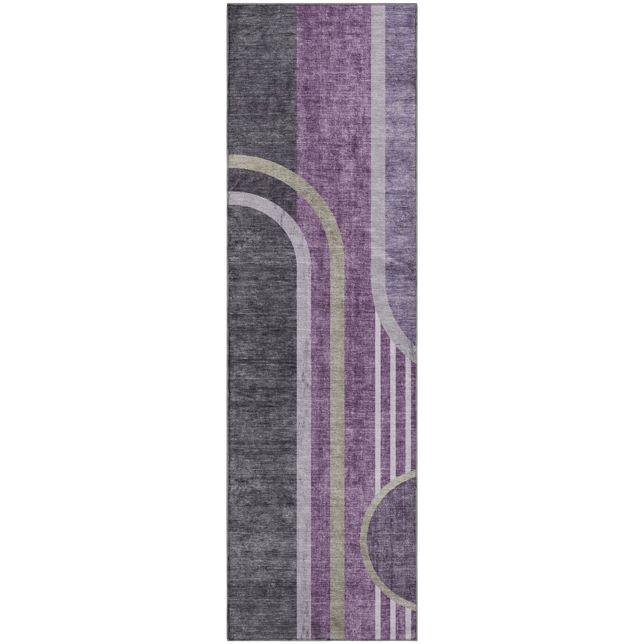 Vienna Machine Washable Transitional Purple Rug 2'3" x 7'6" #shape_Runner
