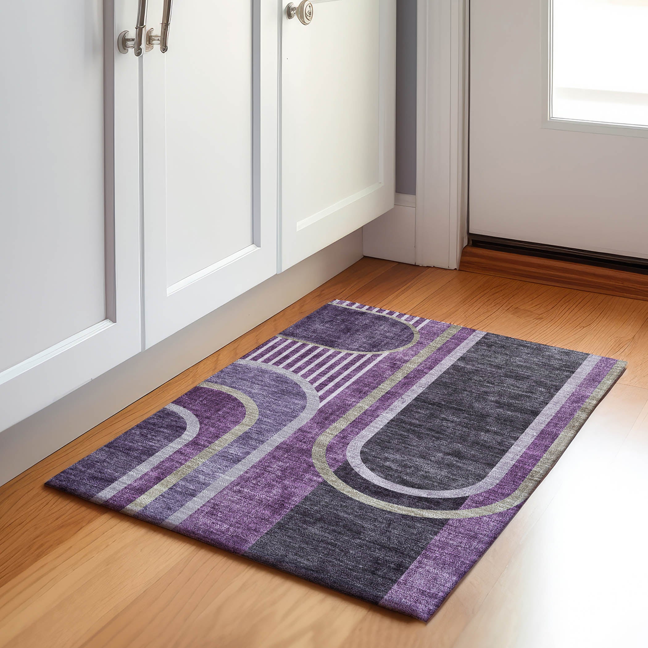 Vienna Machine Washable Transitional Purple Rug 1'8" x 2'6" #shape_Rectangle