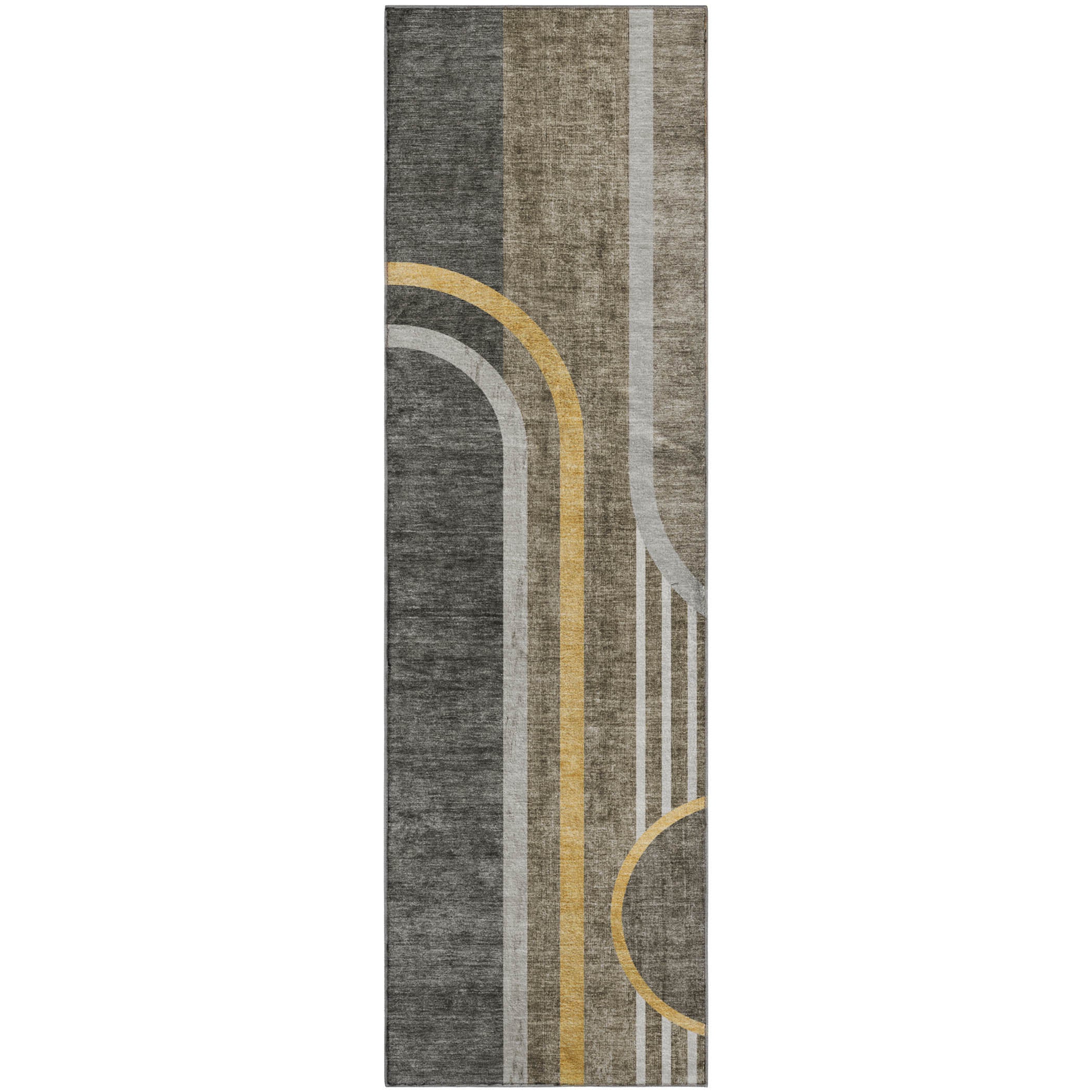 Vienna Machine Washable Transitional Taupe Brown Rug 2'3" x 7'6" #shape_Runner