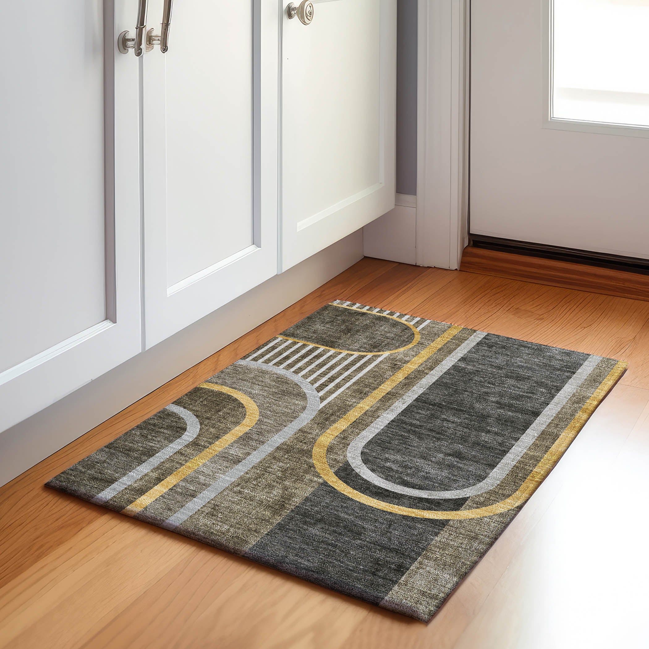 Vienna Machine Washable Transitional Taupe Brown Rug 1'8" x 2'6" #shape_Rectangle