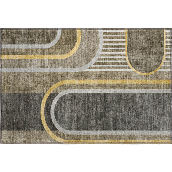 Vienna Machine Washable Transitional Taupe Brown Rug 1'8" x 2'6"