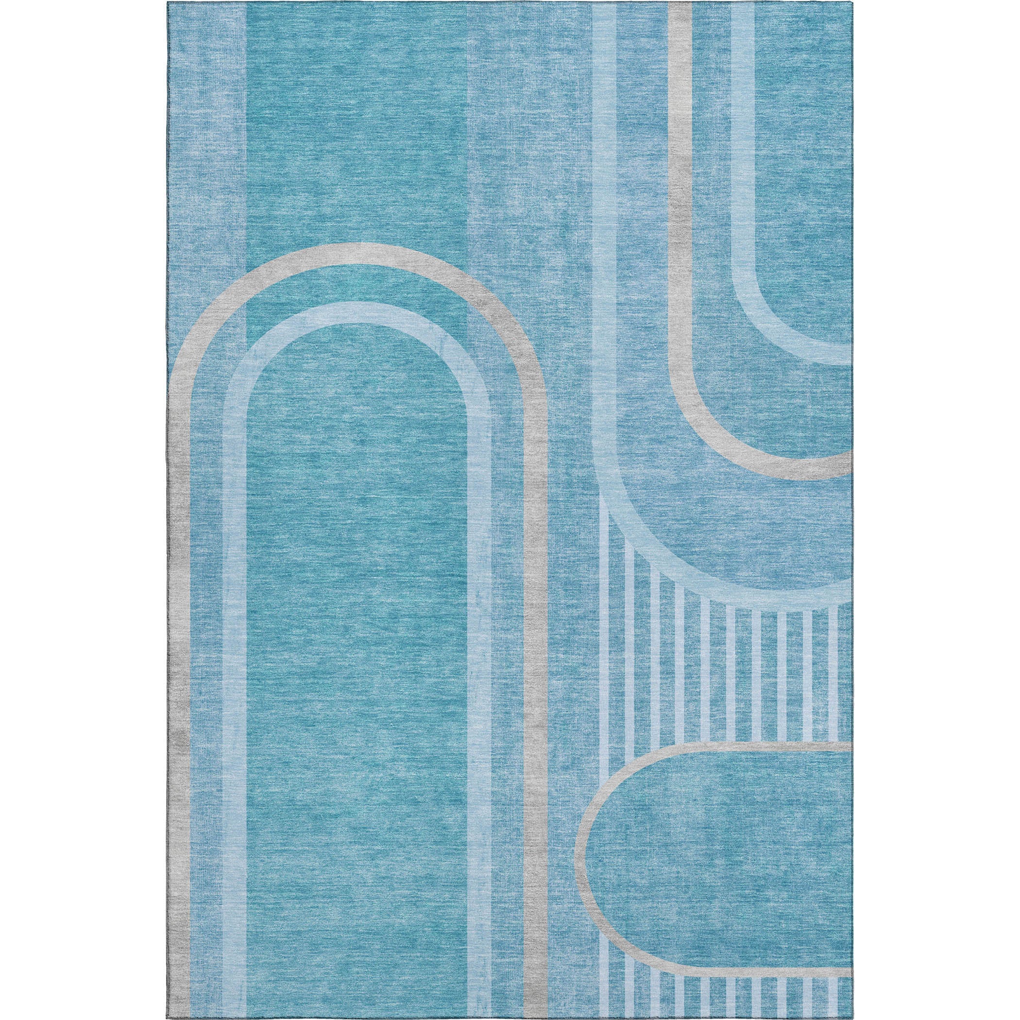 Vienna Machine Washable Transitional Teal Rug 2'6" x 3'10" #shape_Rectangle