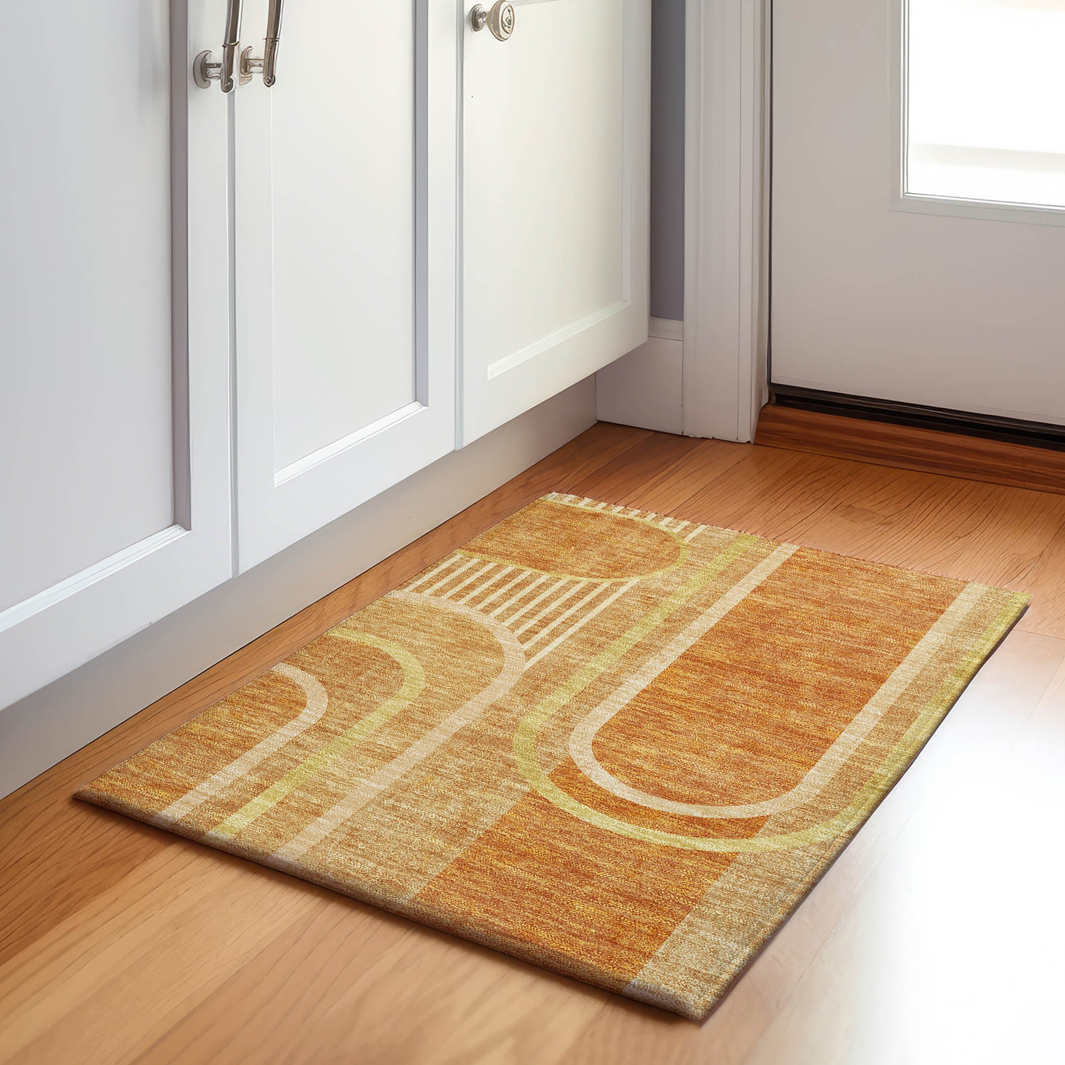 Vienna Machine Washable Transitional Terracotta Orange Rug 1'8" x 2'6" #shape_Rectangle