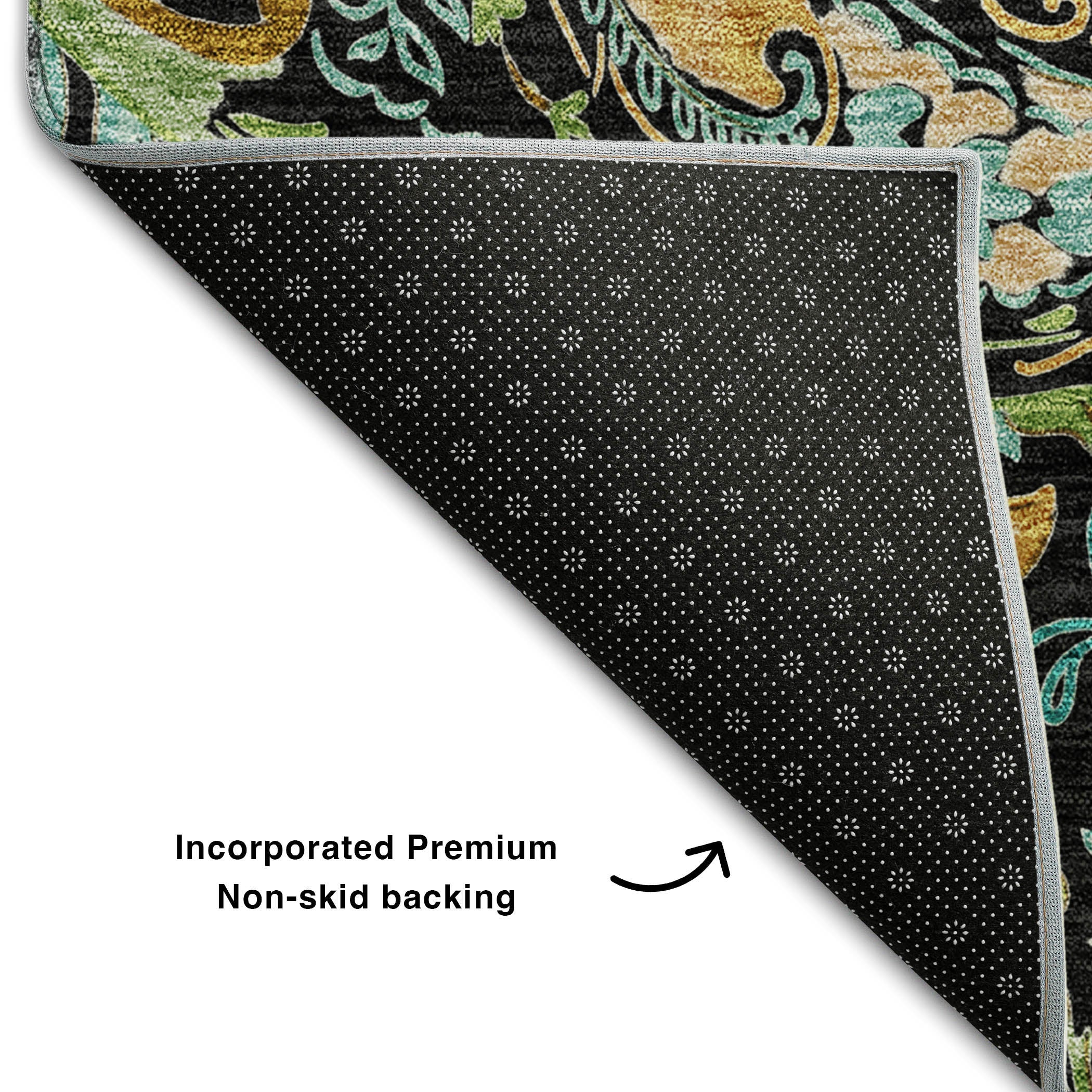 Queenstown Machine Washable Transitional Black Rug 1'8" x 2'6" #shape_Rectangle