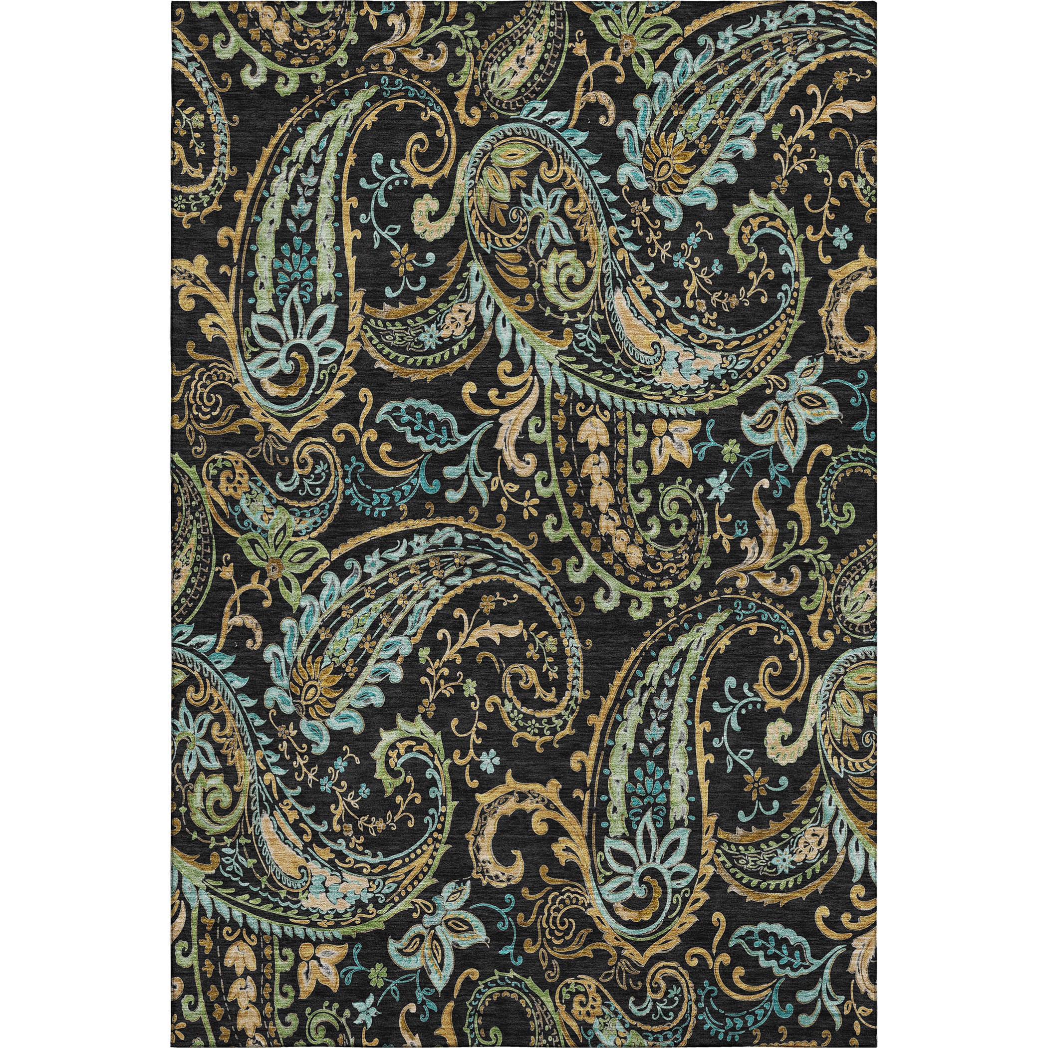 Queenstown Machine Washable Transitional Black Rug 2'6" x 3'10" #shape_Rectangle