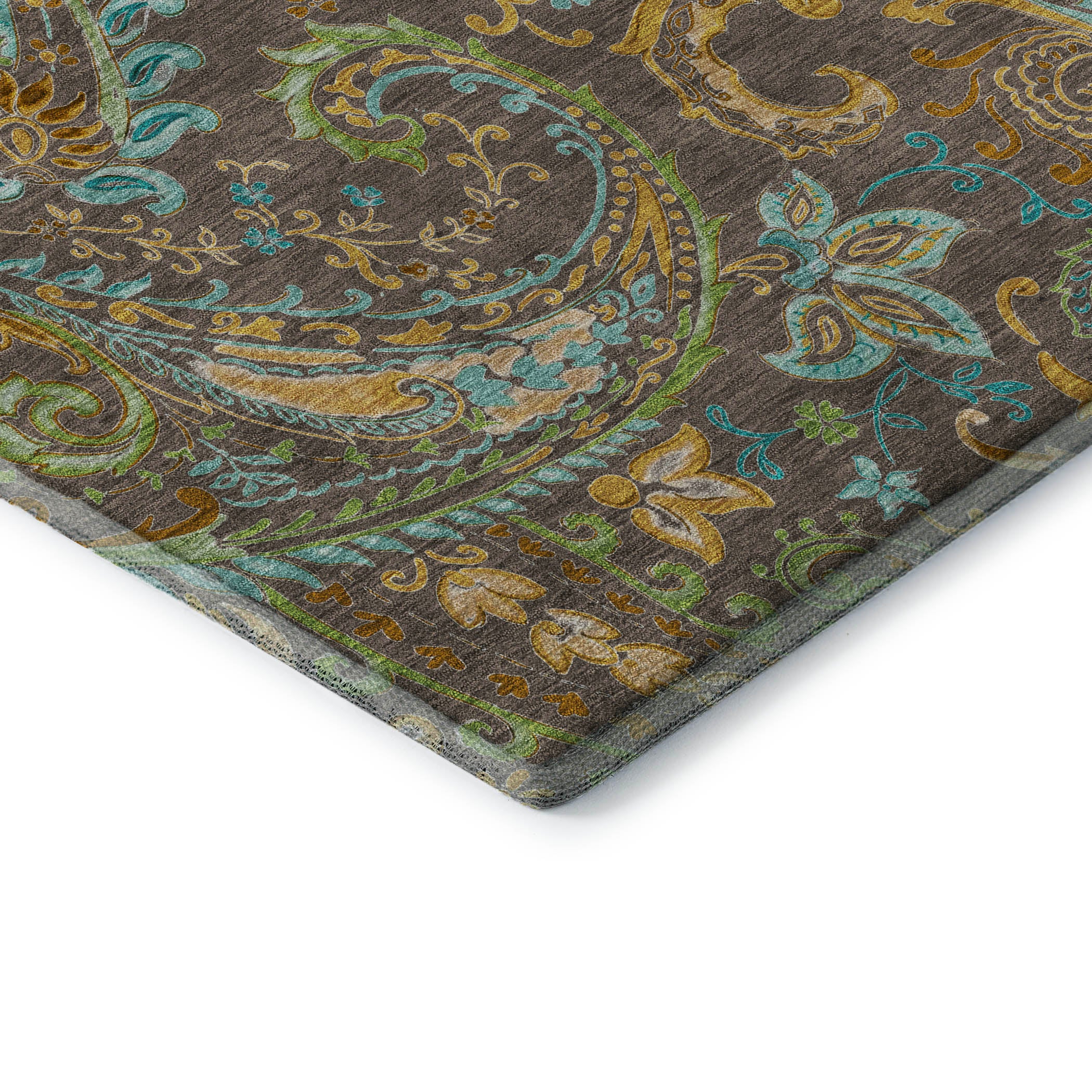 Queenstown Machine Washable Transitional Chocolate Brown Rug 1'8" x 2'6" #shape_Rectangle