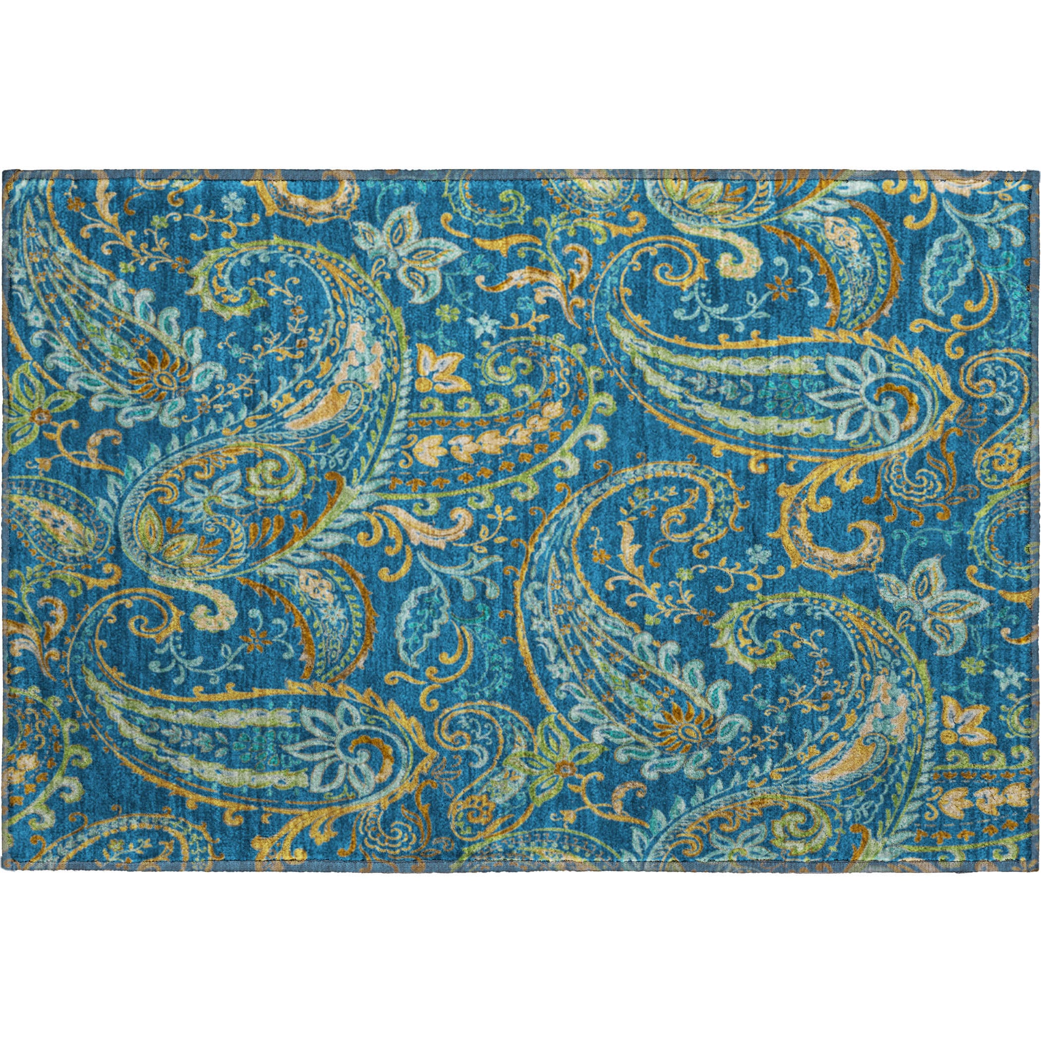 Queenstown Machine Washable Transitional Navy Blue Rug 1'8" x 2'6" #shape_Rectangle