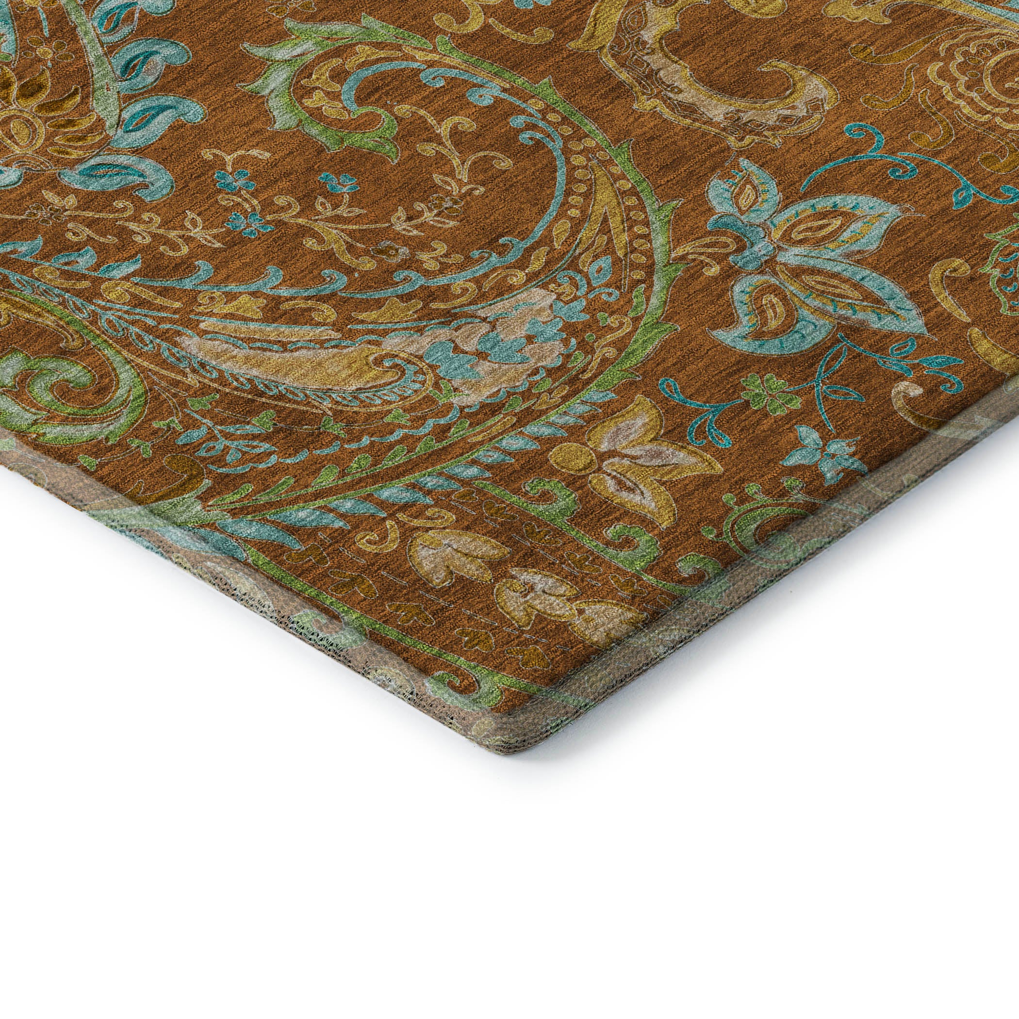 Queenstown Machine Washable Transitional Paprika Orange Rug 1'8" x 2'6" #shape_Rectangle