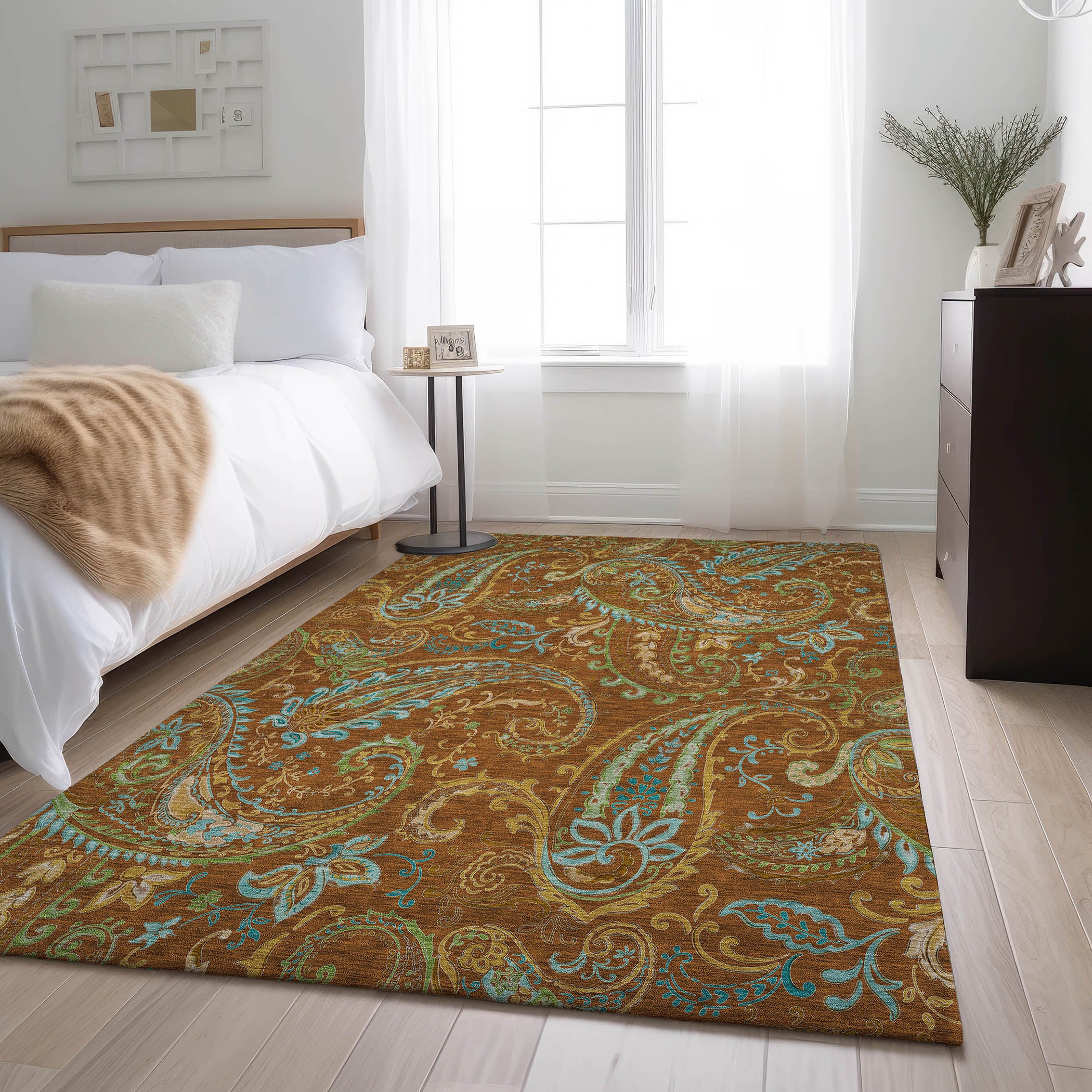 Queenstown Machine Washable Transitional Paprika Orange Rug 2'6" x 3'10" #shape_Rectangle
