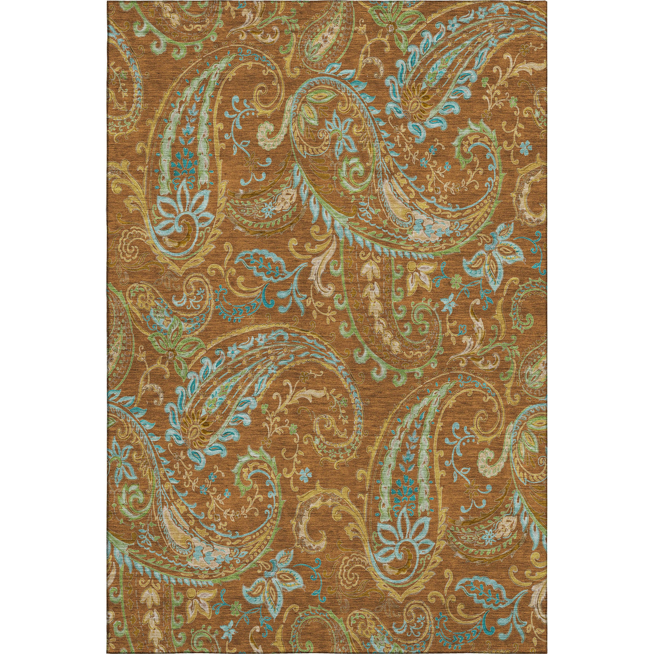 Queenstown Machine Washable Transitional Paprika Orange Rug 2'6" x 3'10" #shape_Rectangle