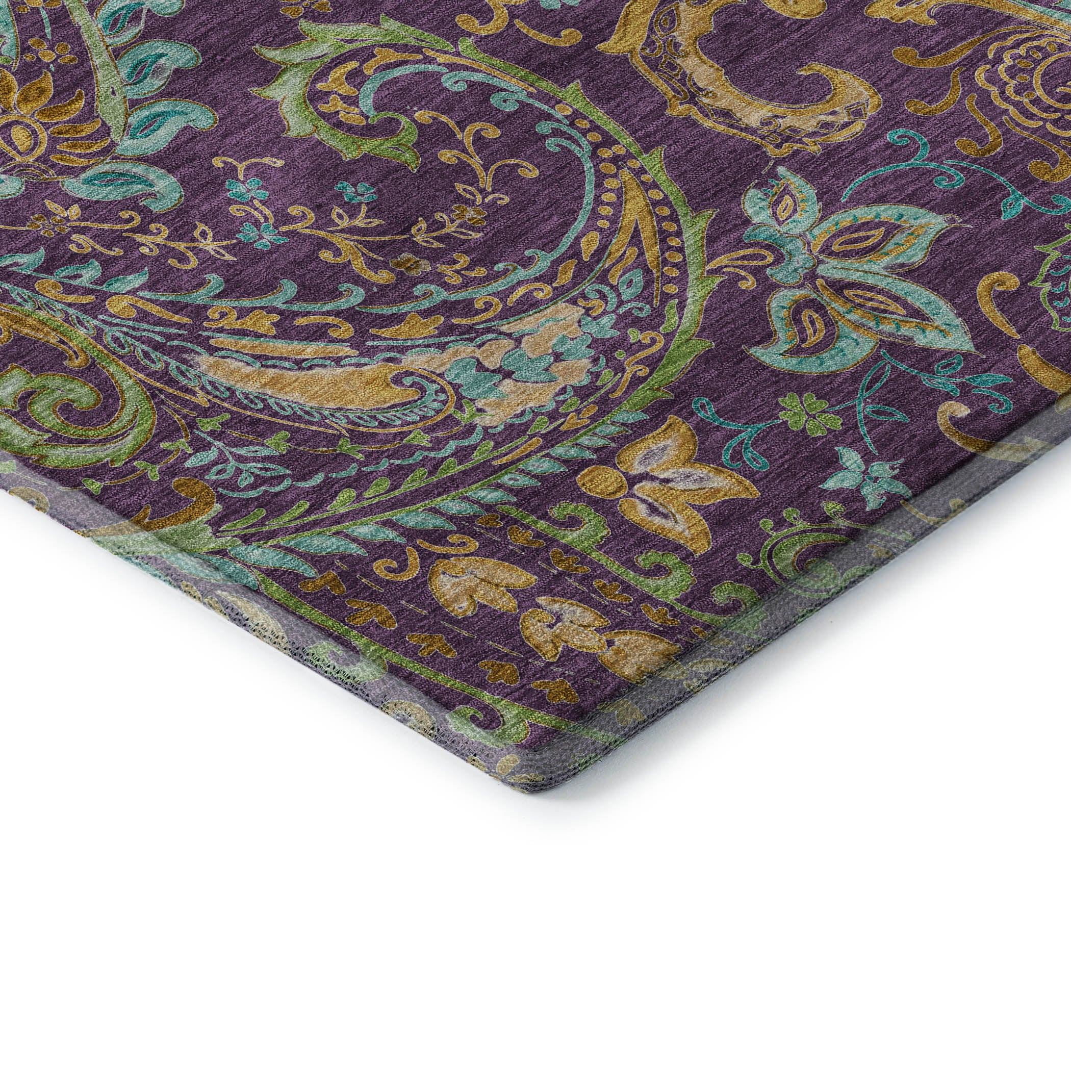 Queenstown Machine Washable Transitional Purple Rug 1'8" x 2'6" #shape_Rectangle
