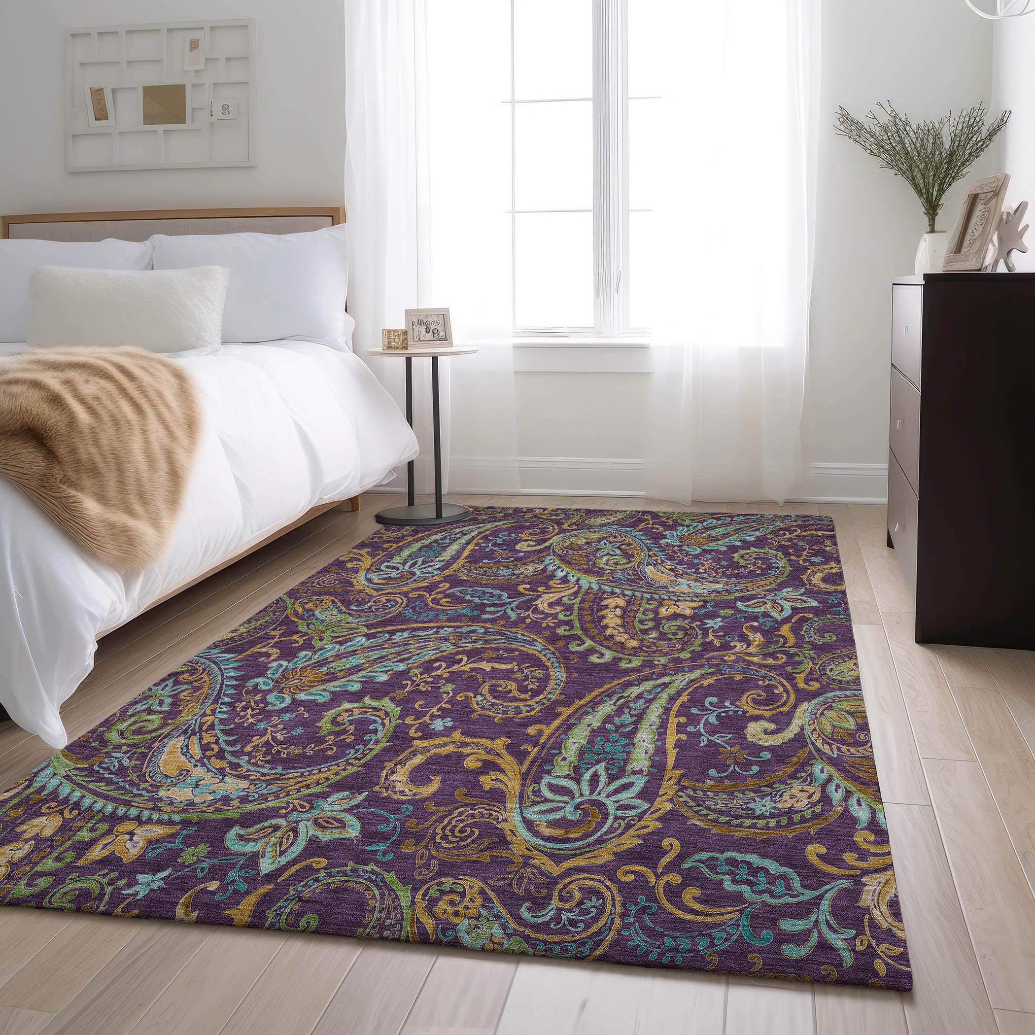 Queenstown Machine Washable Transitional Purple Rug 2'6" x 3'10" #shape_Rectangle