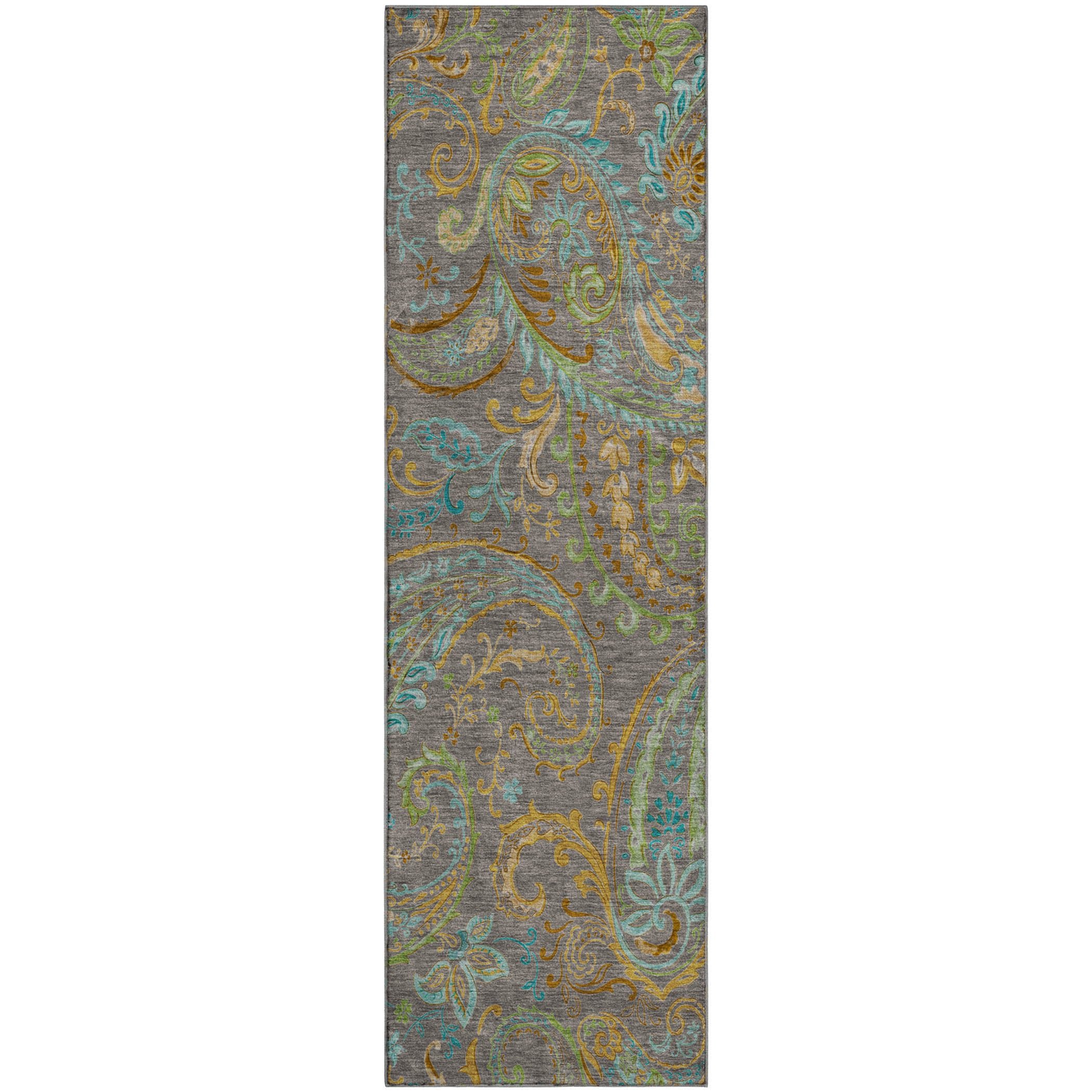 Queenstown Machine Washable Transitional Taupe Brown Rug 2'3" x 7'6" #shape_Runner