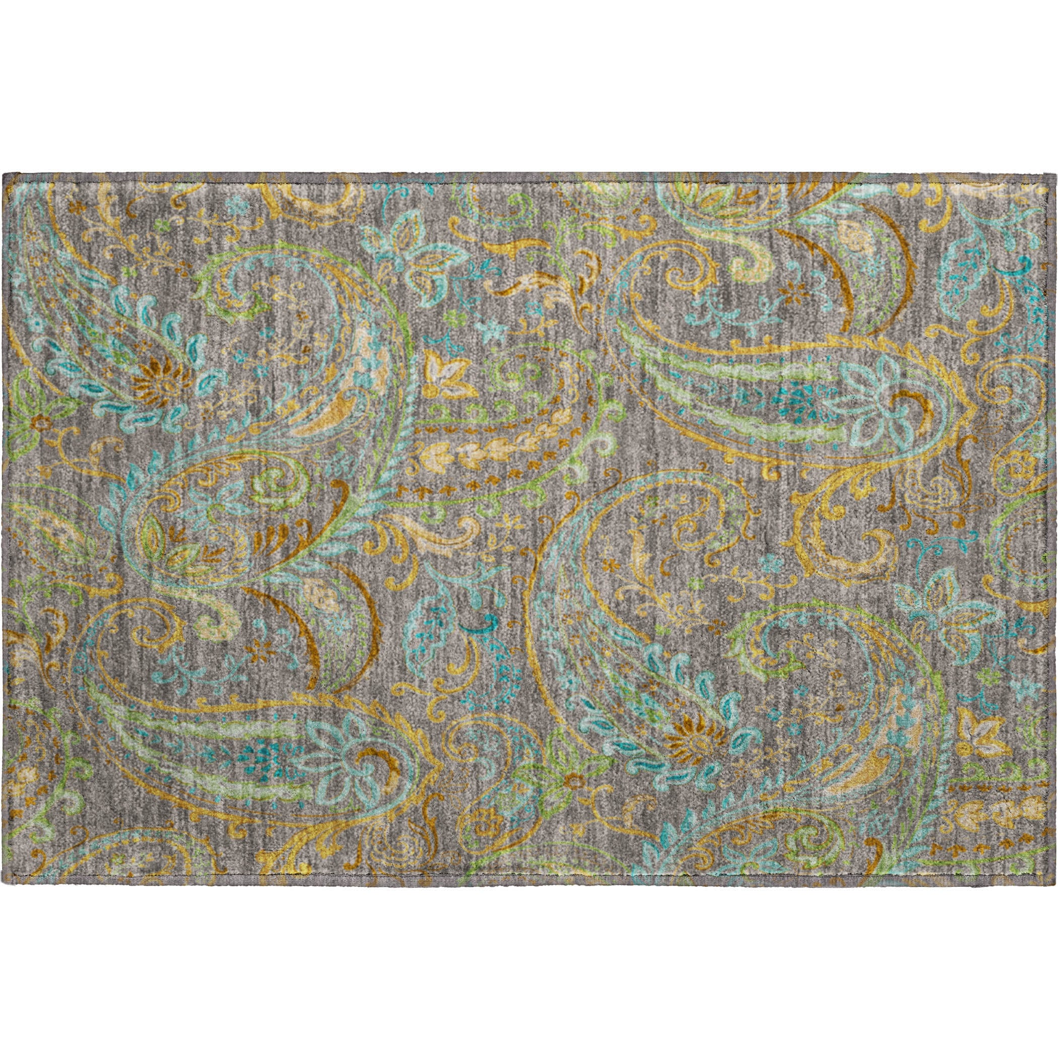 Queenstown Machine Washable Transitional Taupe Brown Rug 1'8" x 2'6" #shape_Rectangle