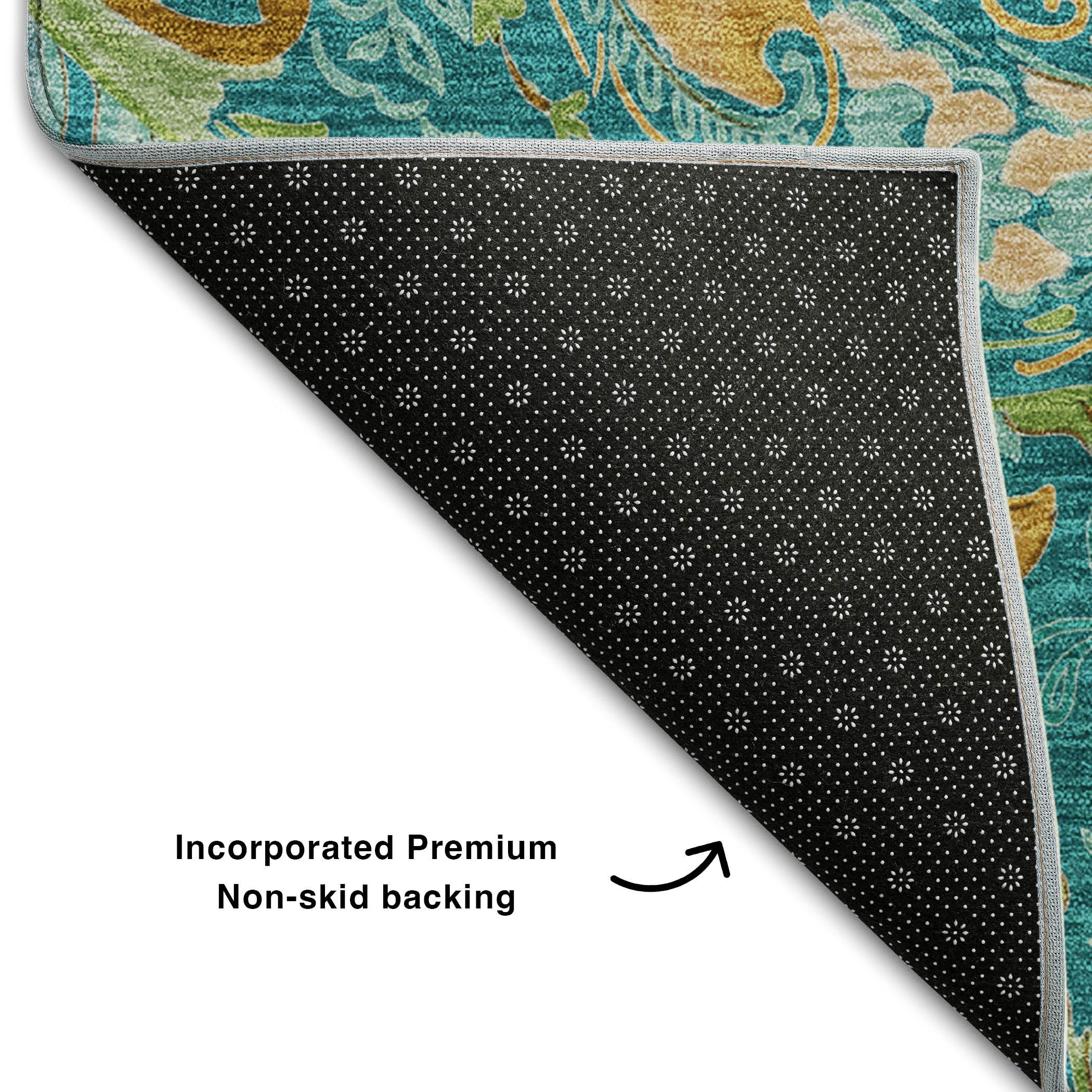 Queenstown Machine Washable Transitional Teal Rug 1'8" x 2'6" #shape_Rectangle