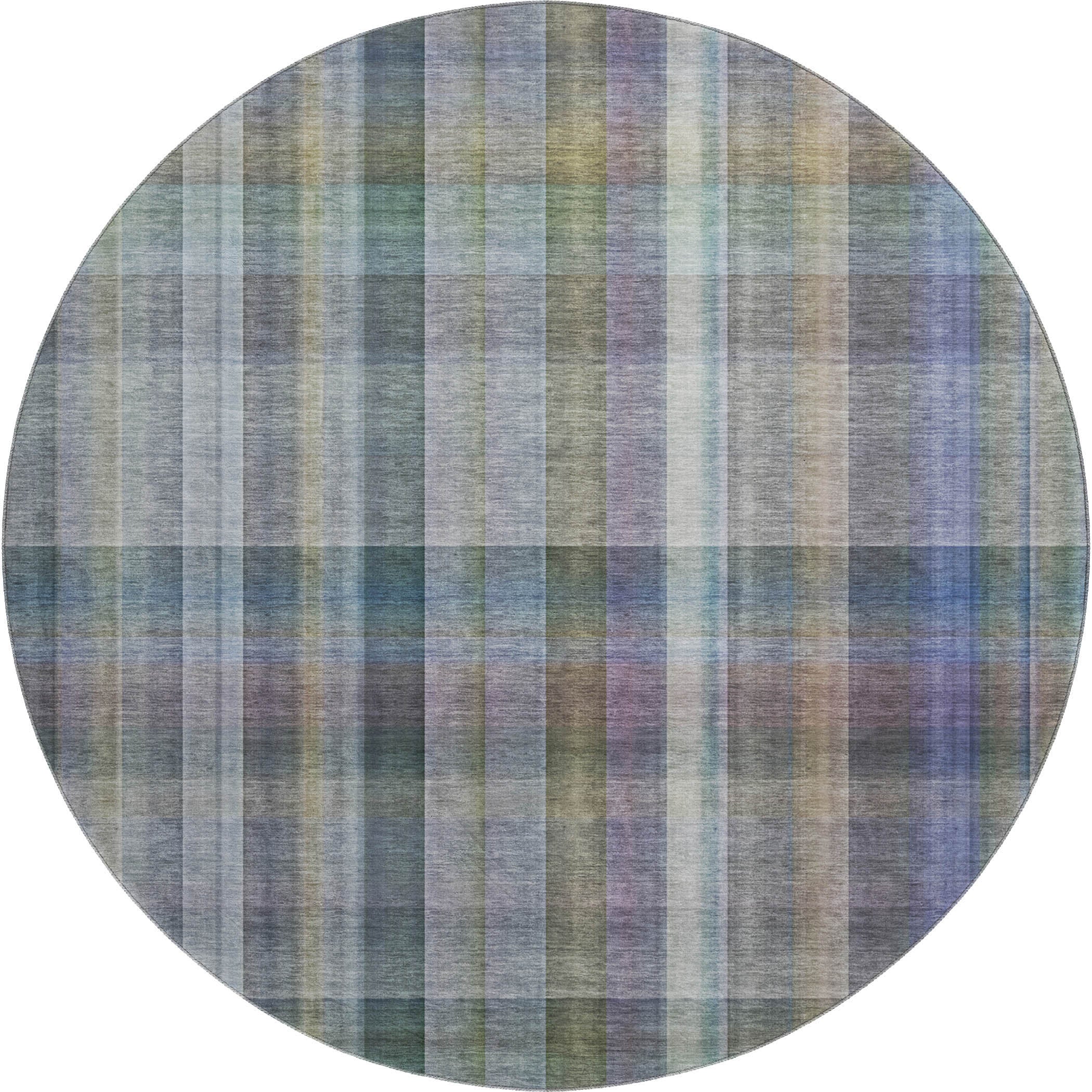 Mdina Machine Washable Transitional Green Rug 8' x 8' #shape_Round