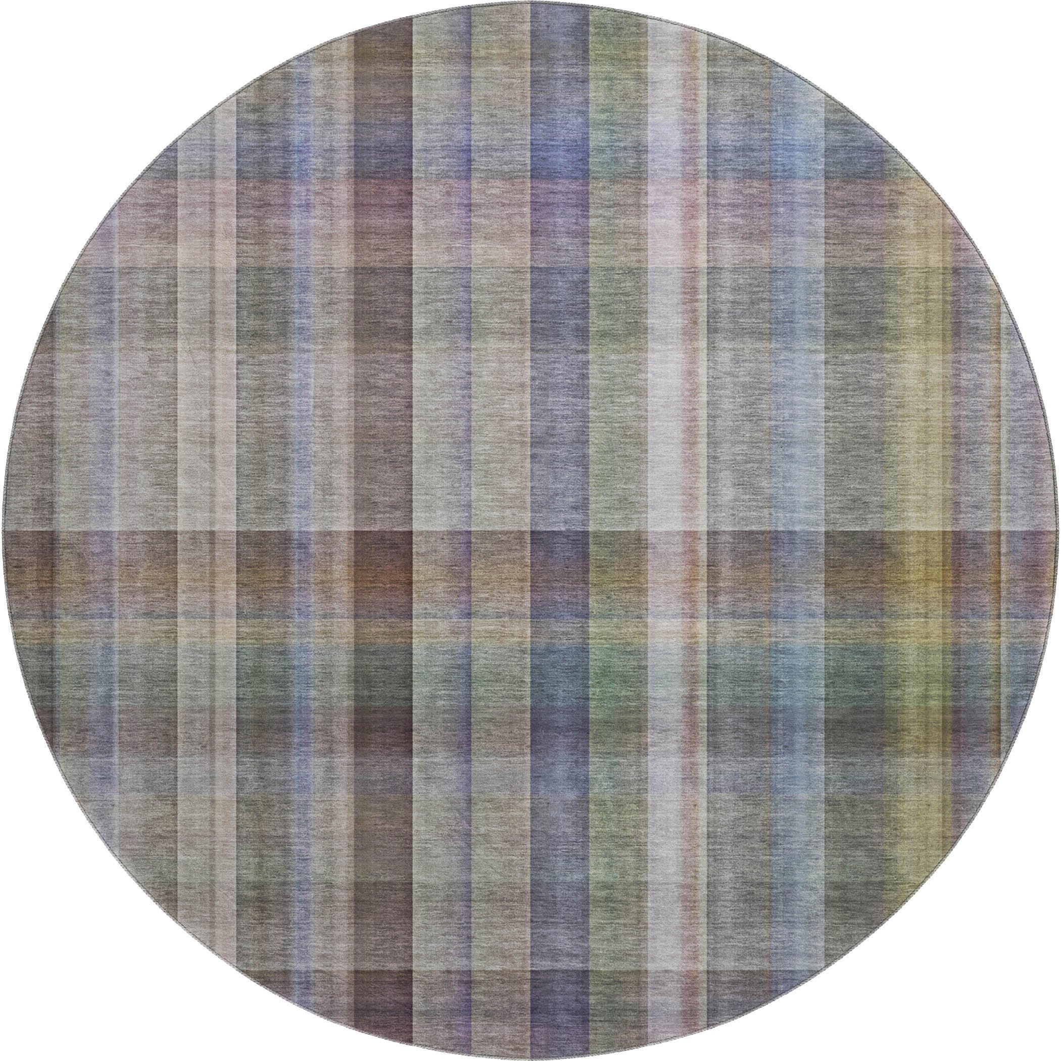 Mdina Machine Washable Transitional Pewter Gray Rug 8' x 8' #shape_Round