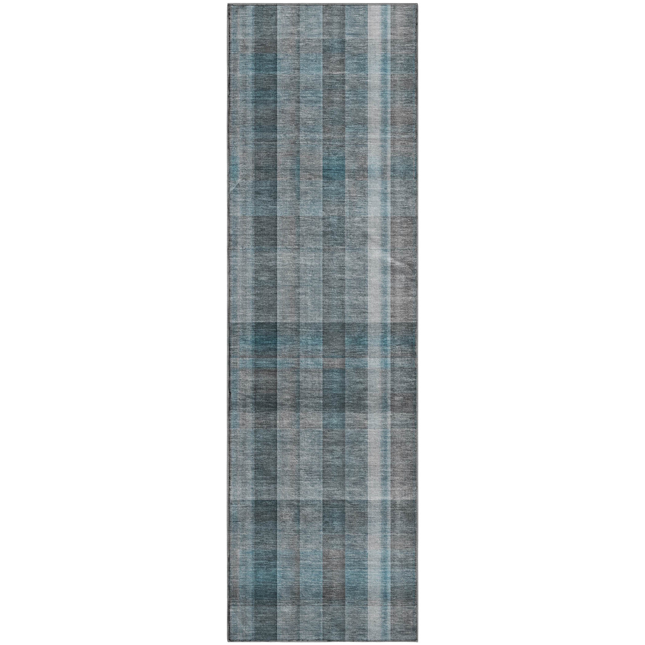 Mdina Machine Washable Transitional Teal Rug 2'3" x 7'6" #shape_Runner