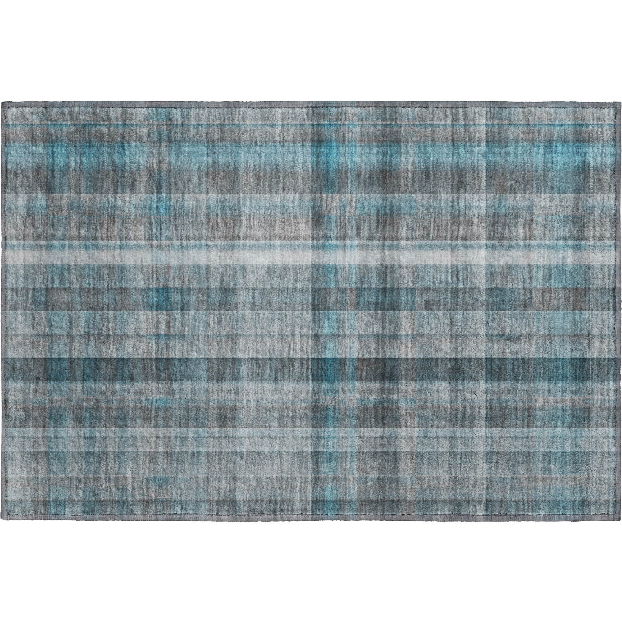 Mdina Machine Washable Transitional Teal Rug 1'8" x 2'6" #shape_Rectangle