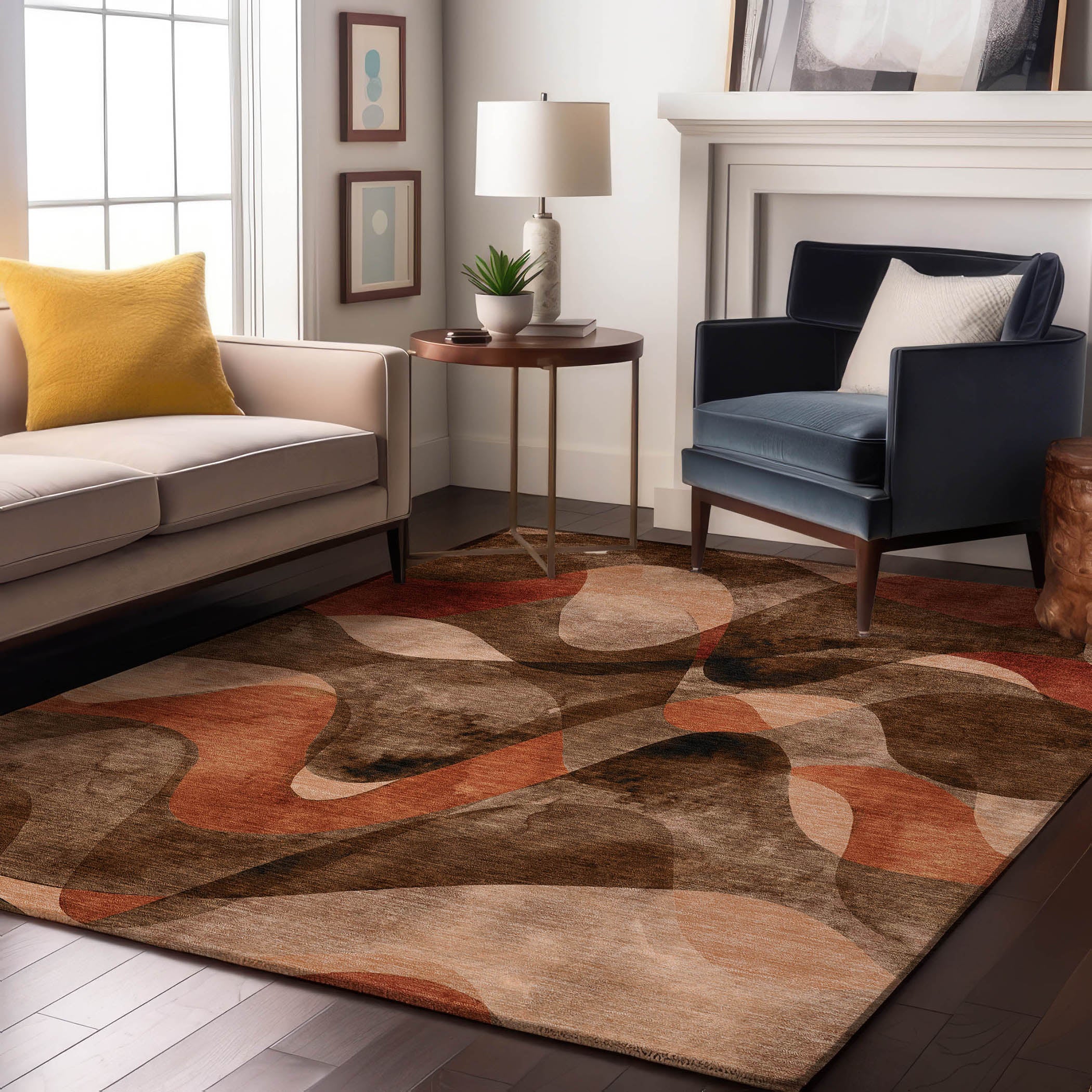 Cairo Machine Washable Contemporary Chocolate Brown Rug 2'6" x 3'10" #shape_Rectangle