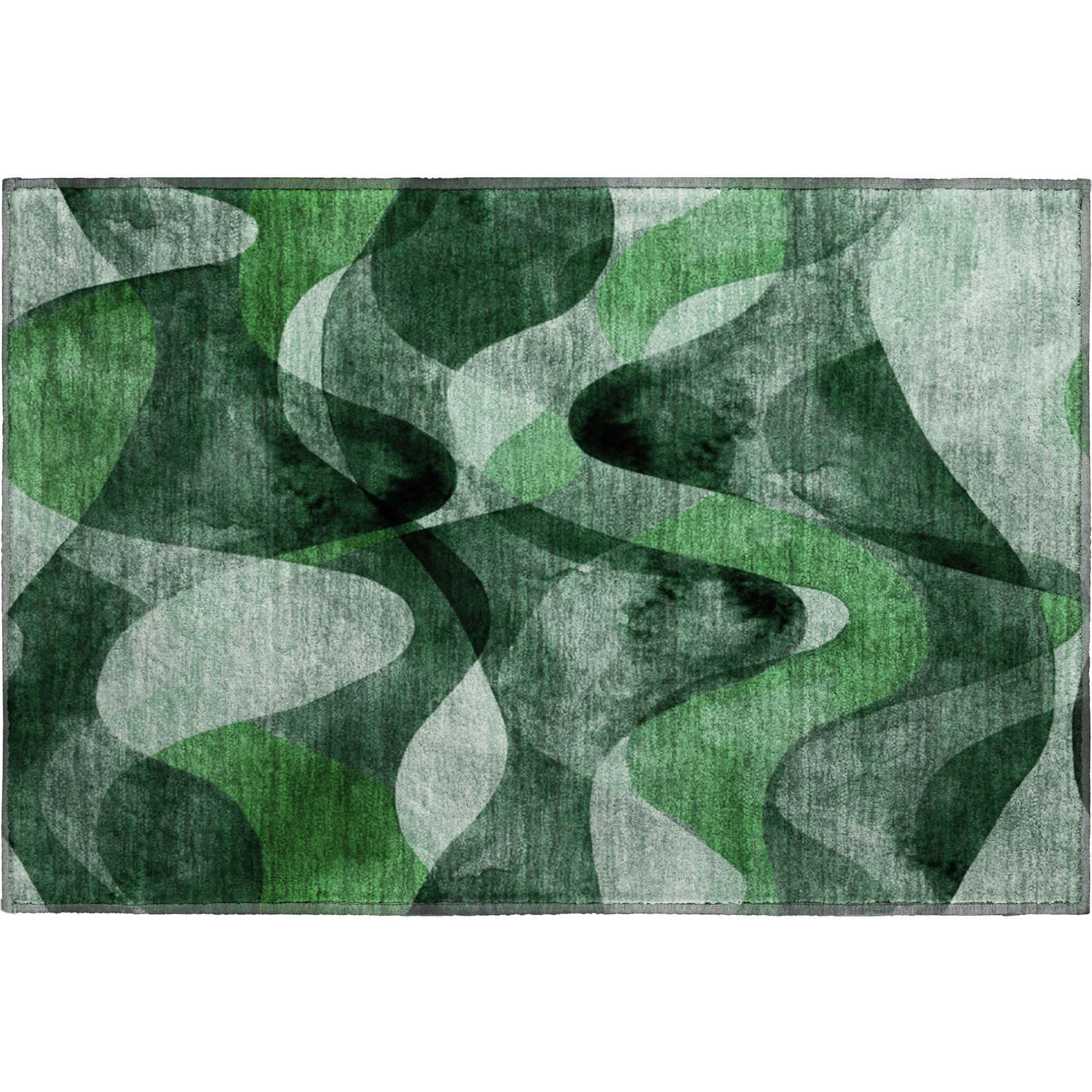 Cairo Machine Washable Contemporary Fern Green Rug 1'8" x 2'6" #shape_Rectangle