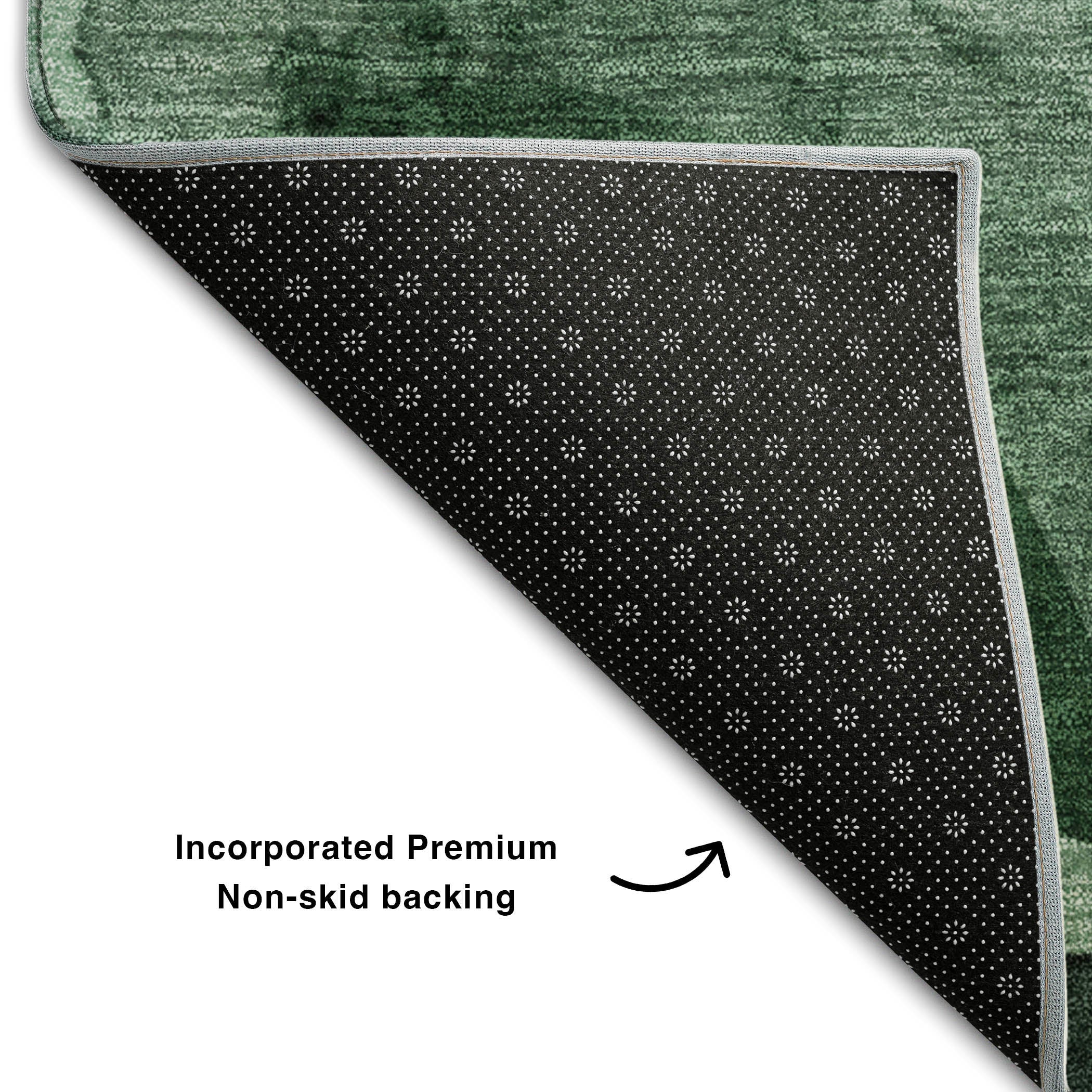 Cairo Machine Washable Contemporary Fern Green Rug 1'8" x 2'6" #shape_Rectangle