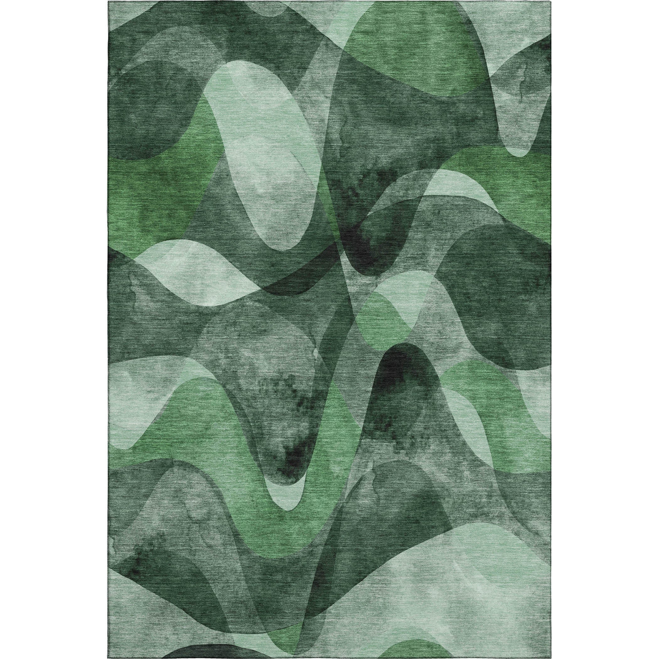 Cairo Machine Washable Contemporary Fern Green Rug 2'6" x 3'10" #shape_Rectangle