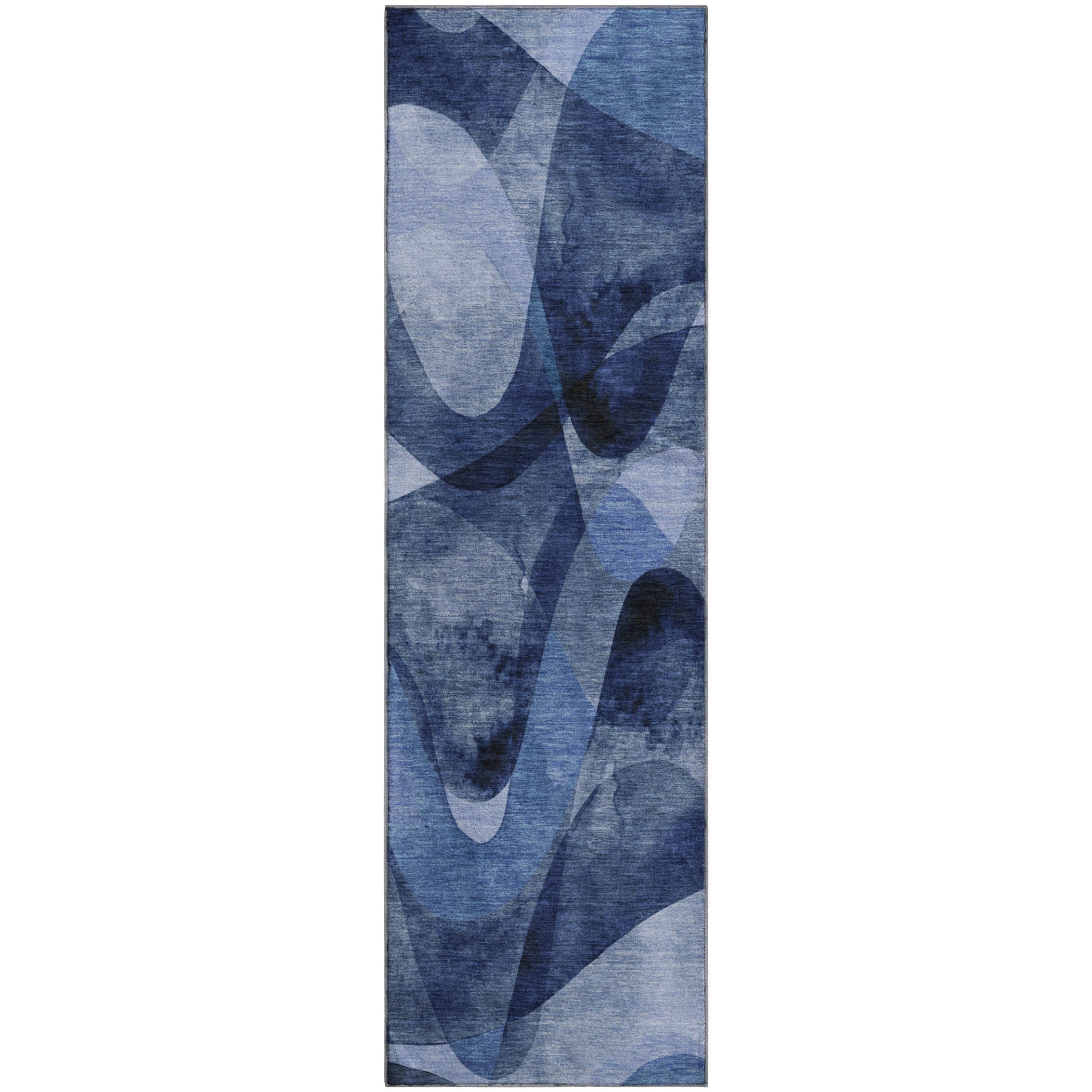 Cairo Machine Washable Contemporary Navy Blue Rug 2'3" x 7'6" #shape_Runner